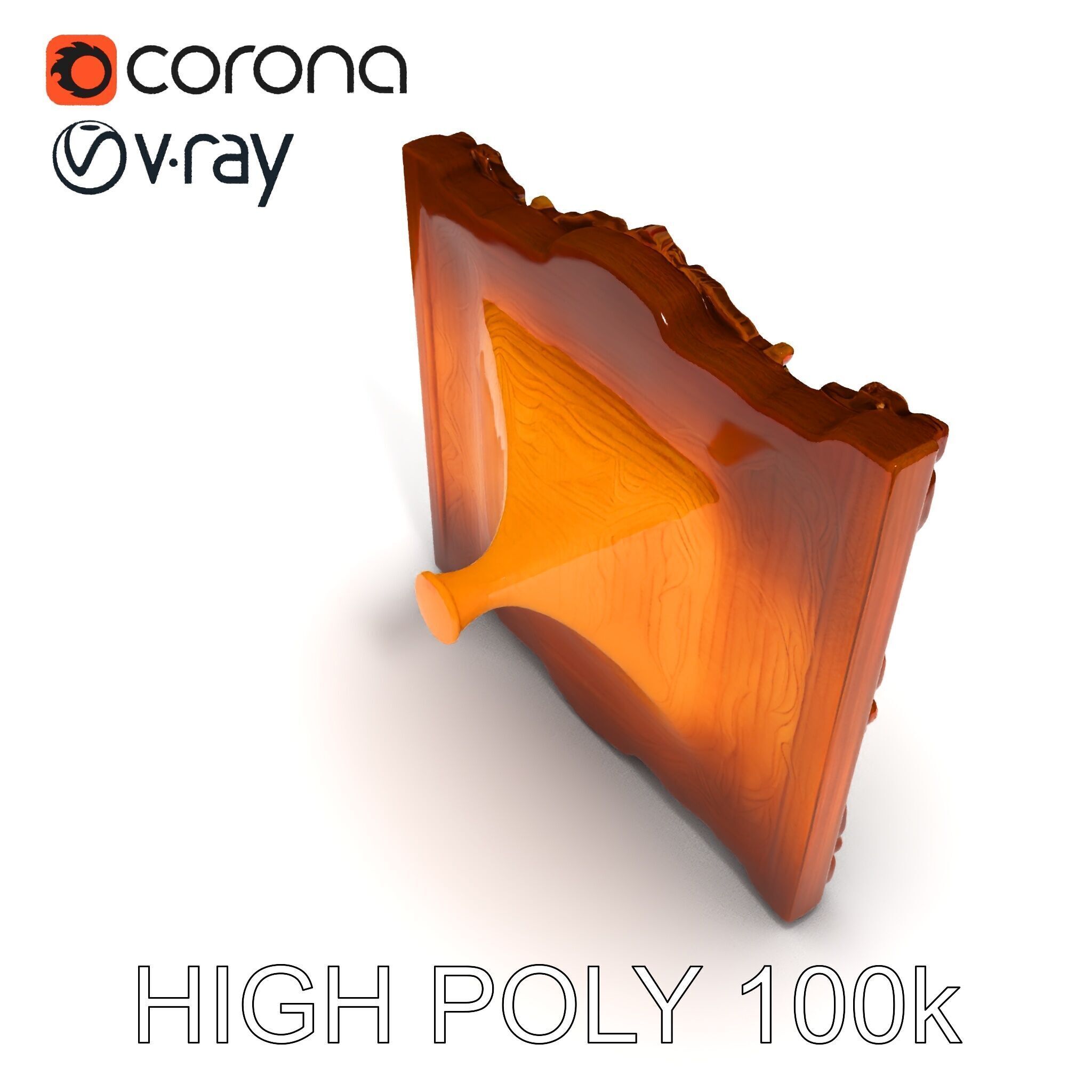 Ornate Gold Frame with Landscape Painting Model Pack Low-poly 3D model_10