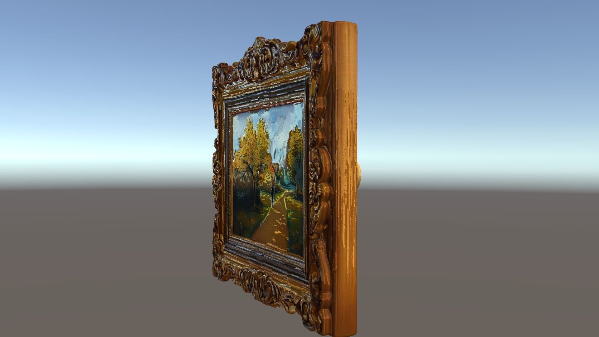 Ornate Gold Frame with Landscape Painting Model Pack Low-poly 3D model_5