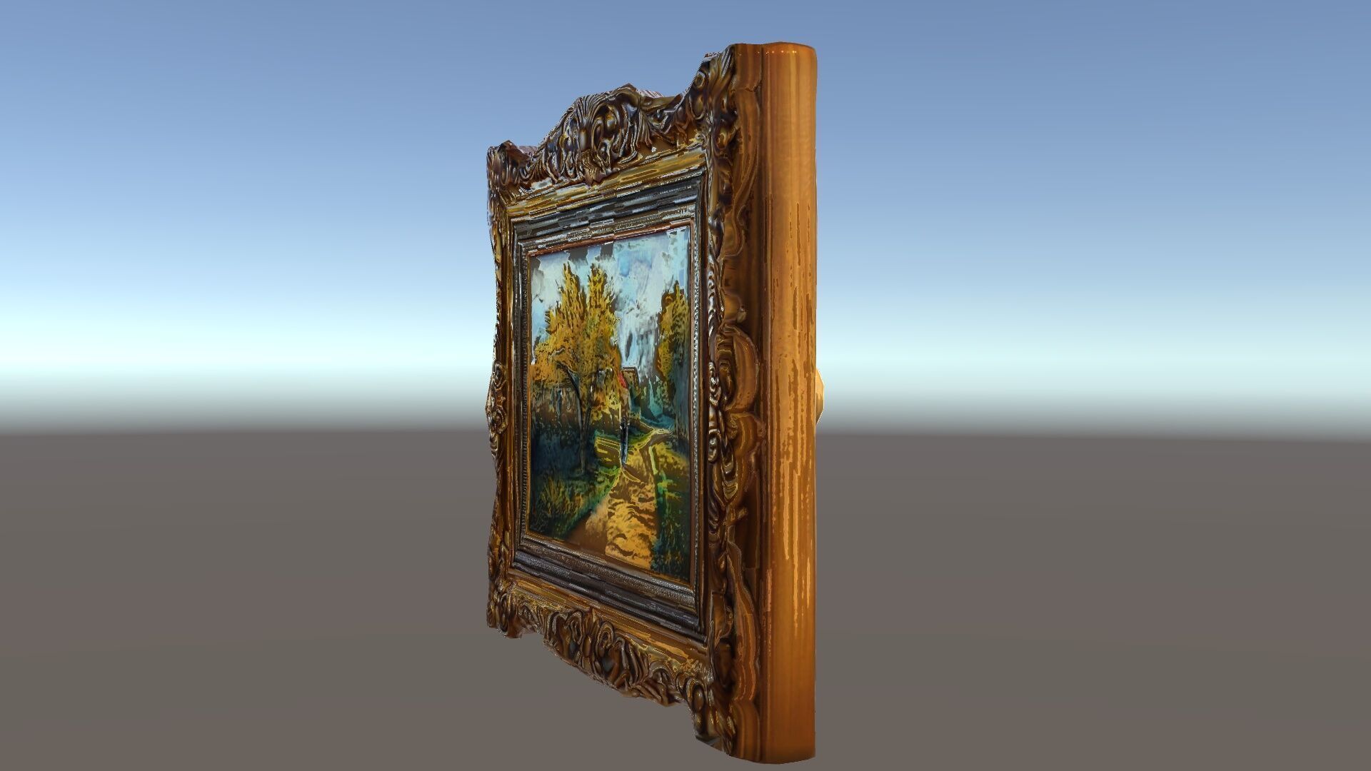 Ornate Gold Frame with Landscape Painting Model Pack Low-poly 3D model_12