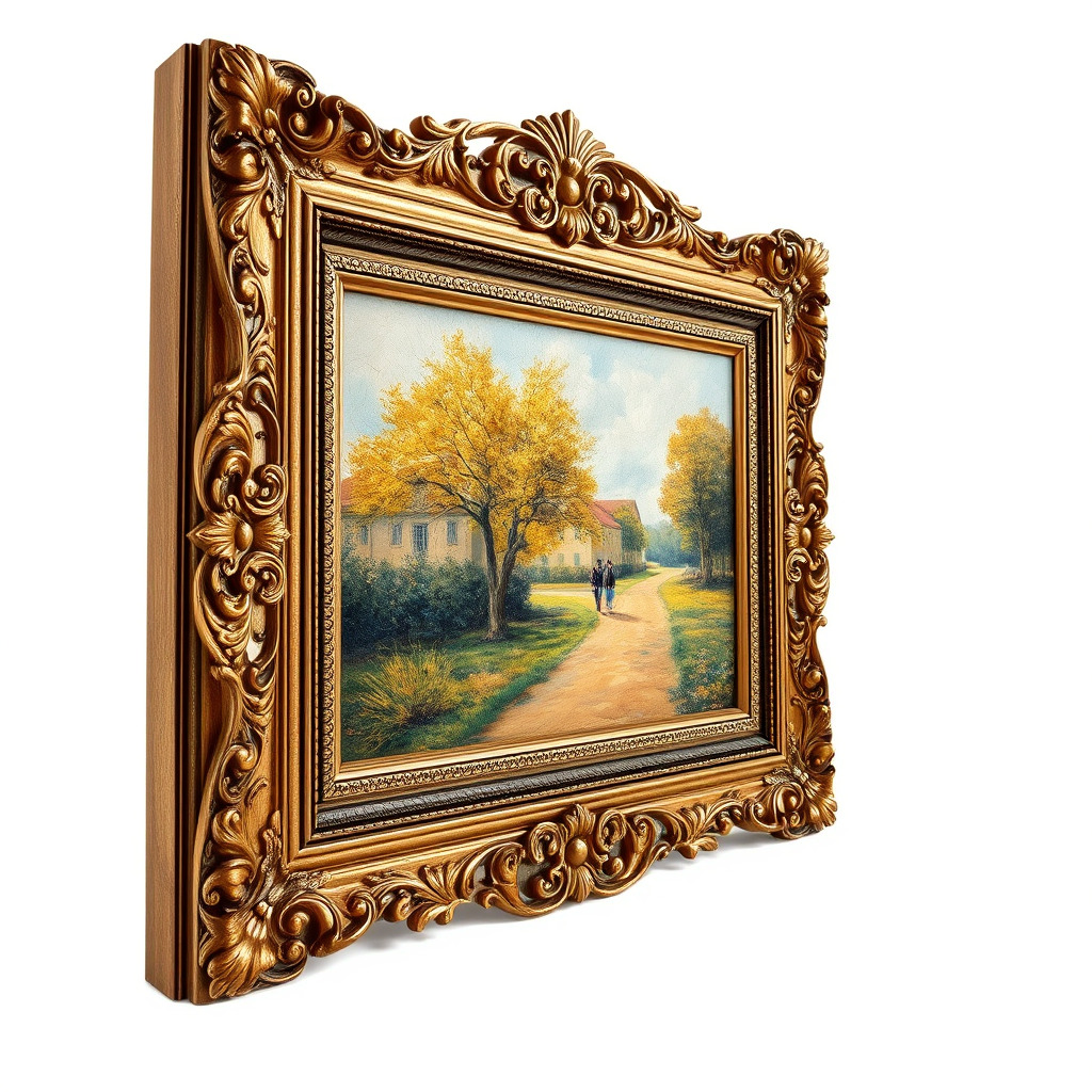 Ornate Gold Frame with Landscape Painting Model Pack Low-poly 3D model_4
