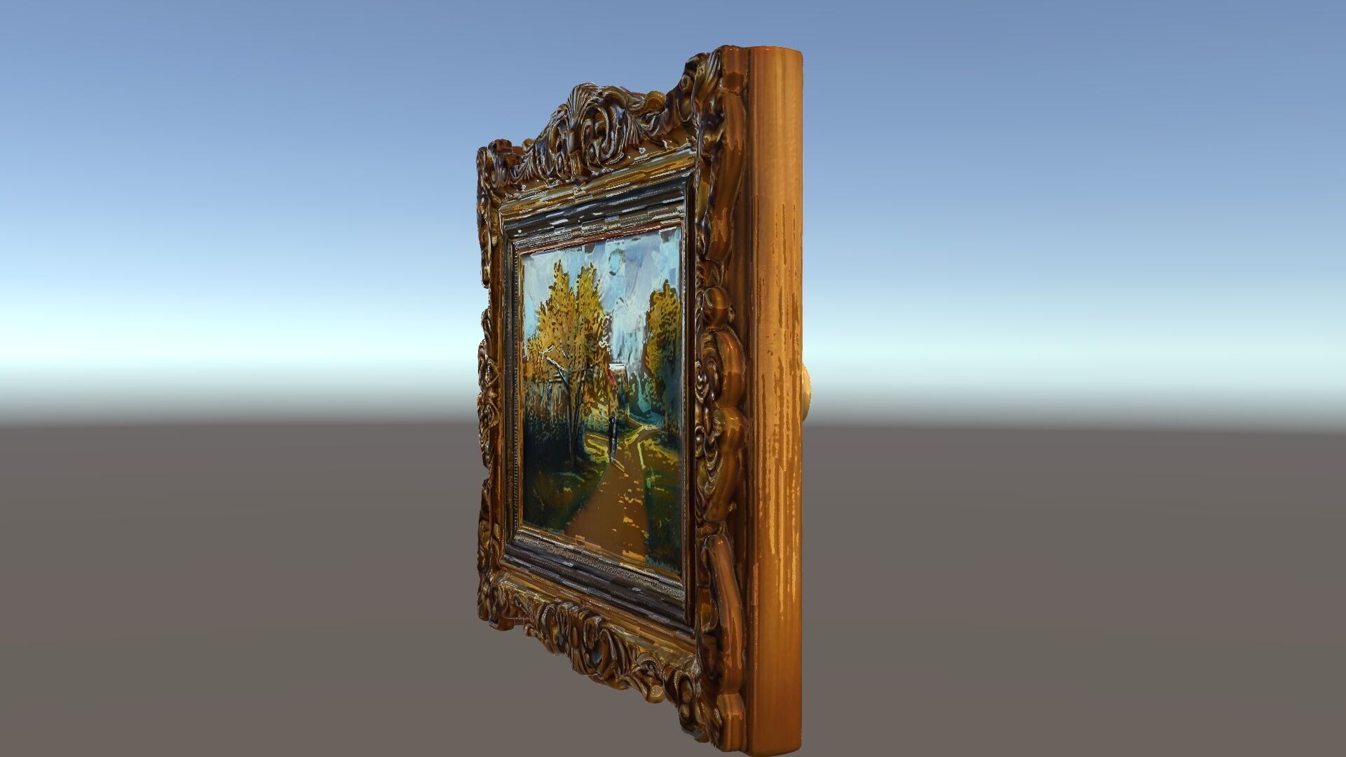 Ornate Gold Frame with Landscape Painting Model Pack Low-poly 3D model_30