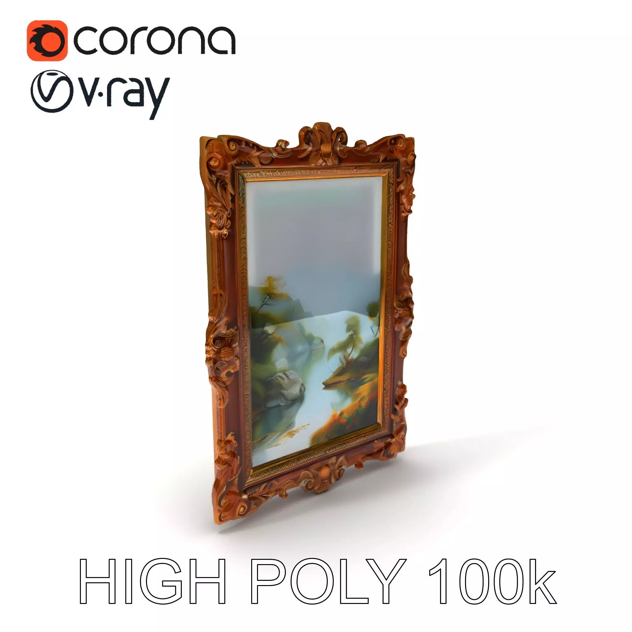 Ornate Classical Picture Frame Model Pack Low-poly 3D model_0
