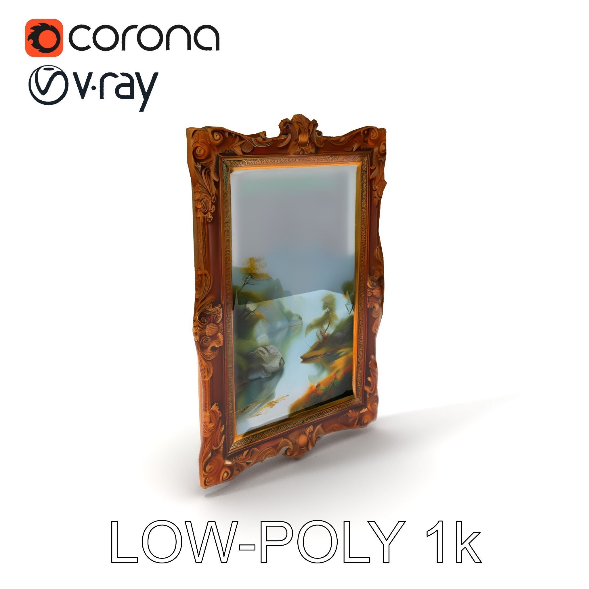 Ornate Classical Picture Frame Model Pack Low-poly 3D model_31