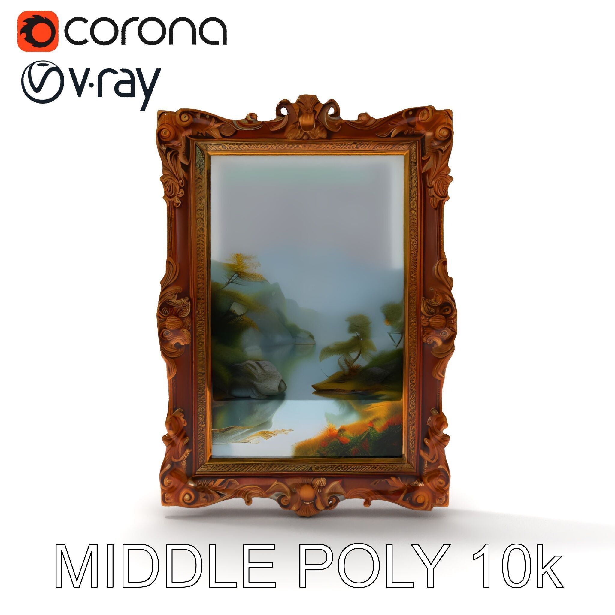 Ornate Classical Picture Frame Model Pack Low-poly 3D model_11