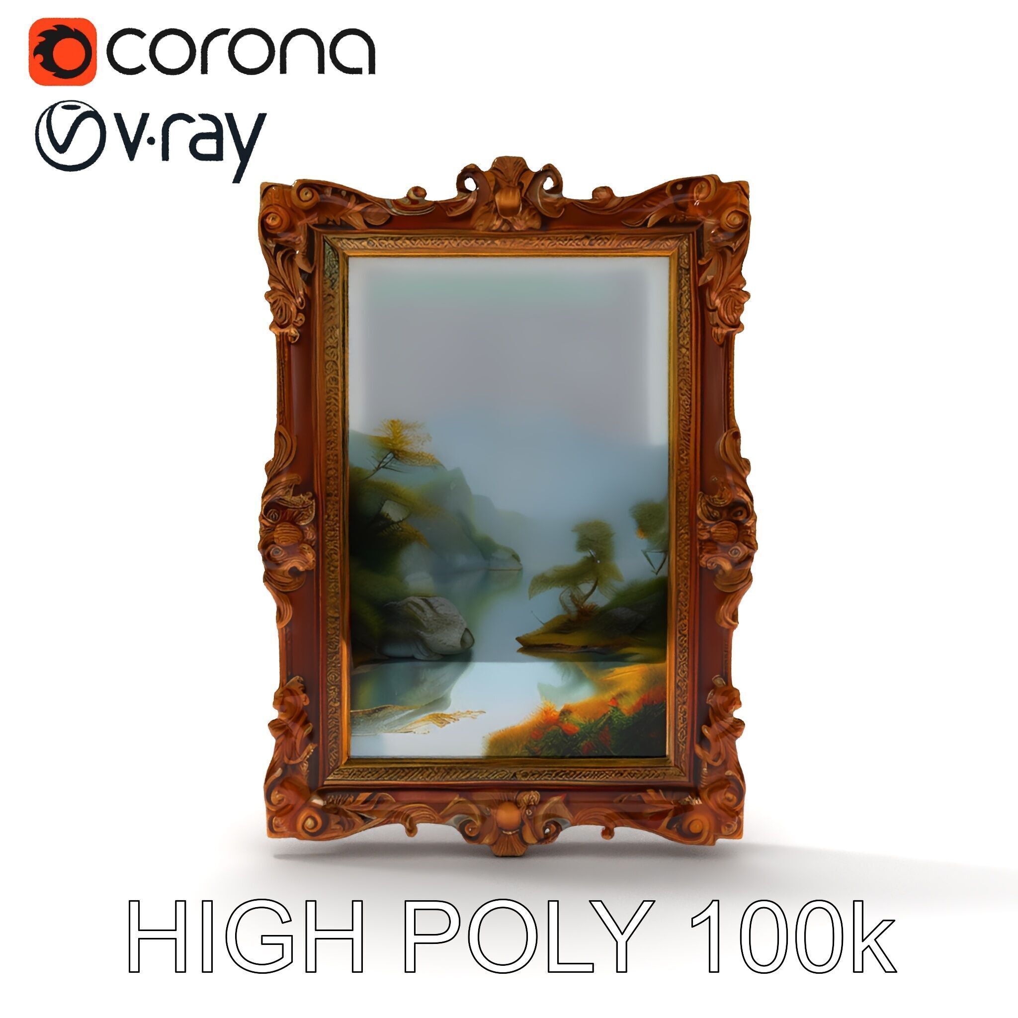 Ornate Classical Picture Frame Model Pack Low-poly 3D model_29