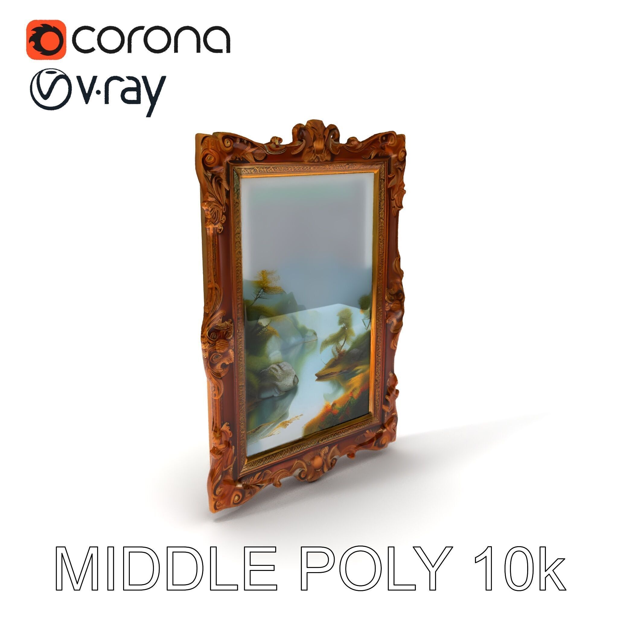 Ornate Classical Picture Frame Model Pack Low-poly 3D model_33