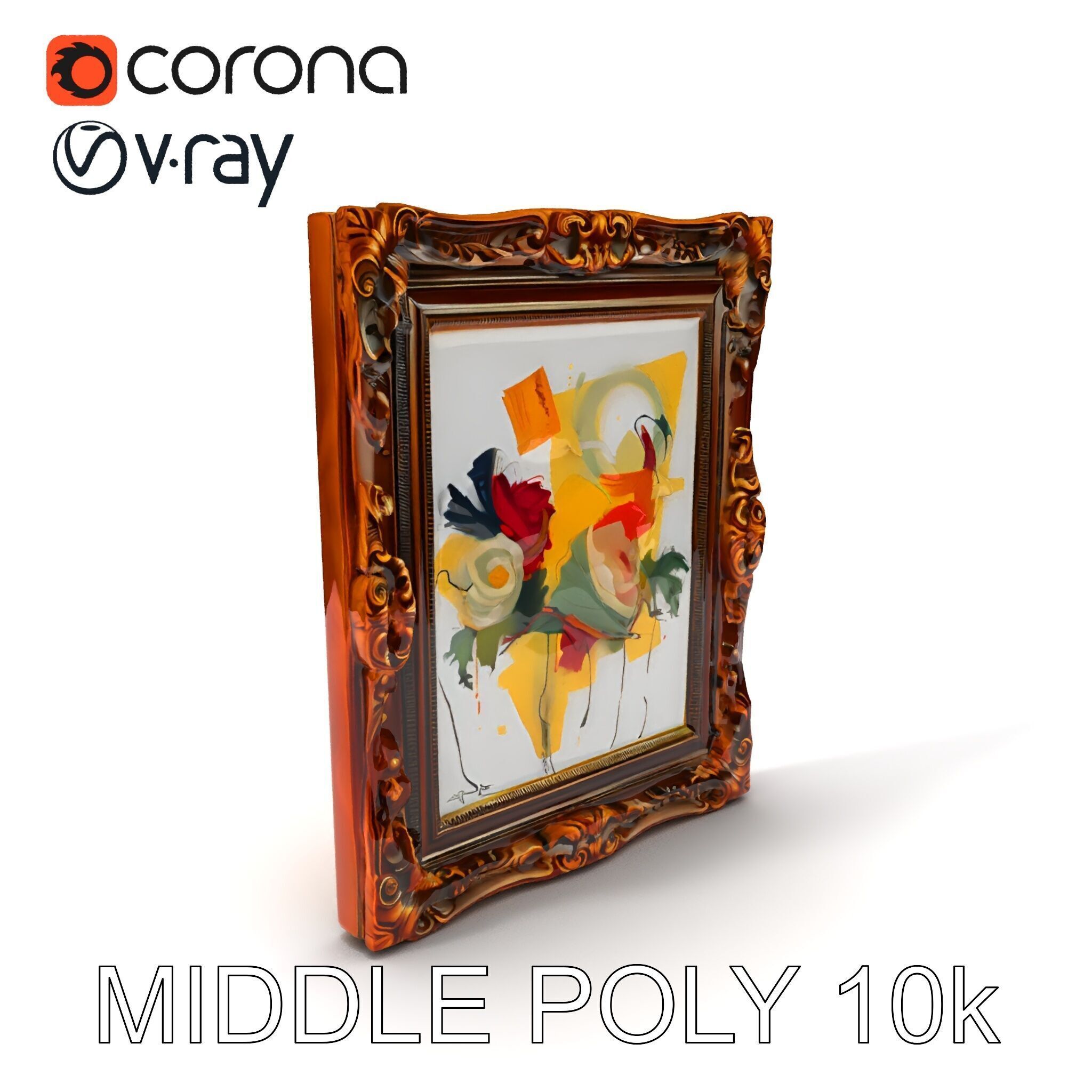 Ornate Picture Frame with Modern Art model pack Low-poly 3D model_15