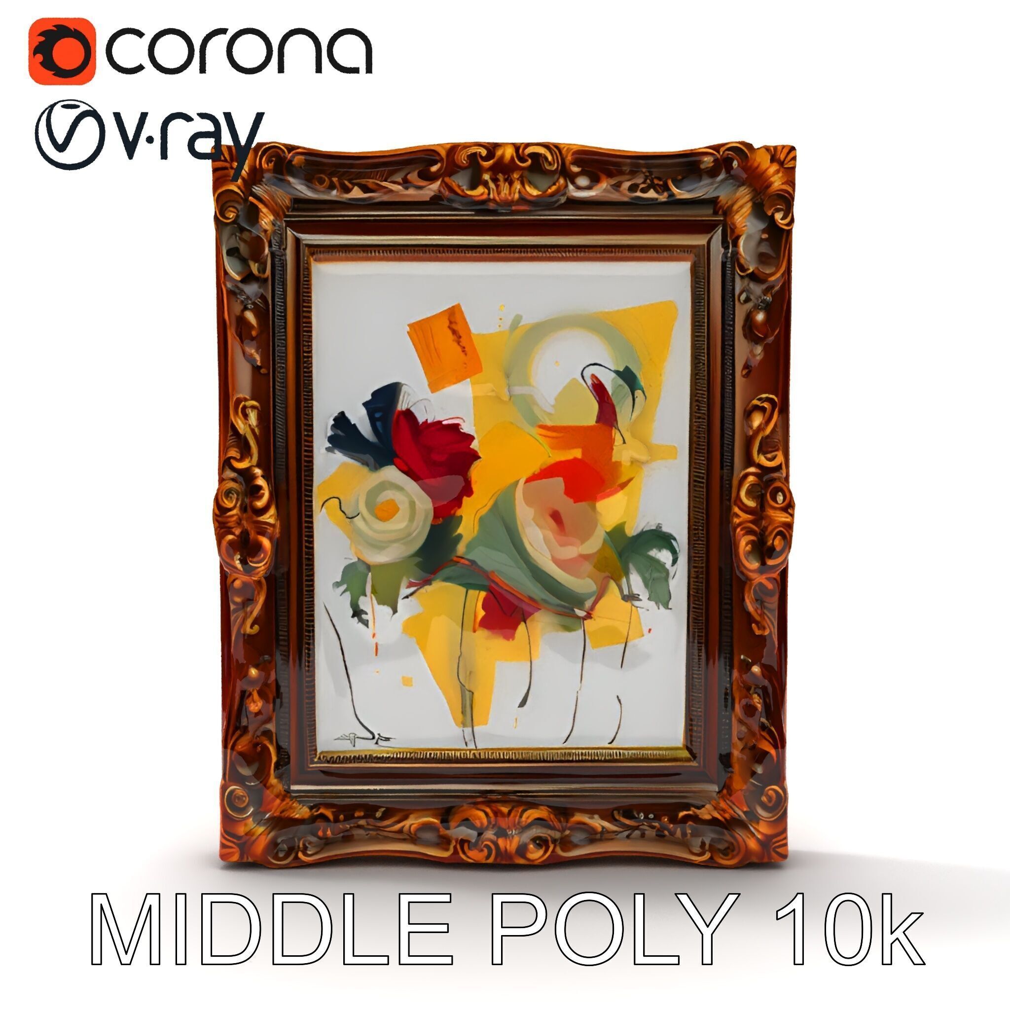 Ornate Picture Frame with Modern Art model pack Low-poly 3D model_18