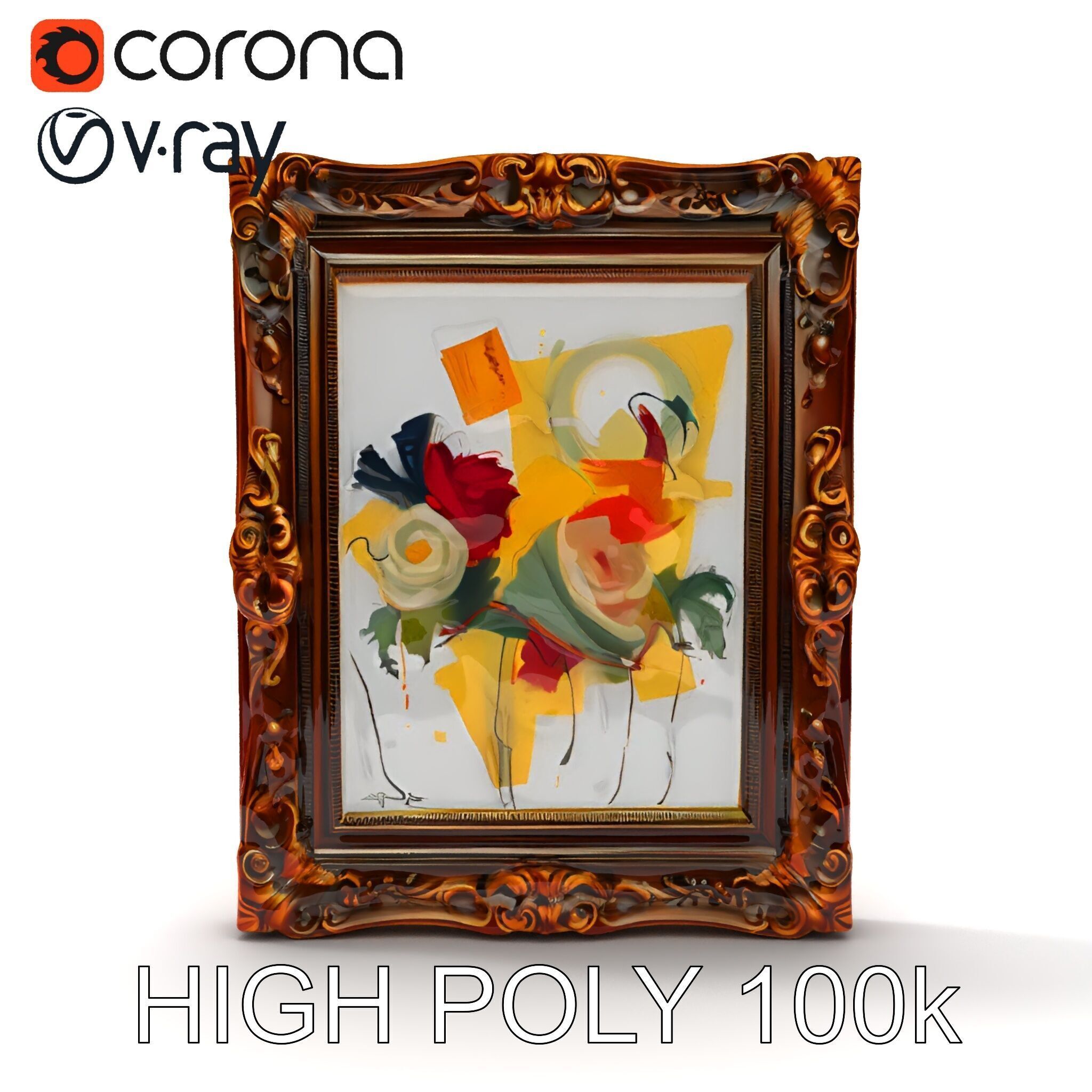 Ornate Picture Frame with Modern Art model pack Low-poly 3D model_20