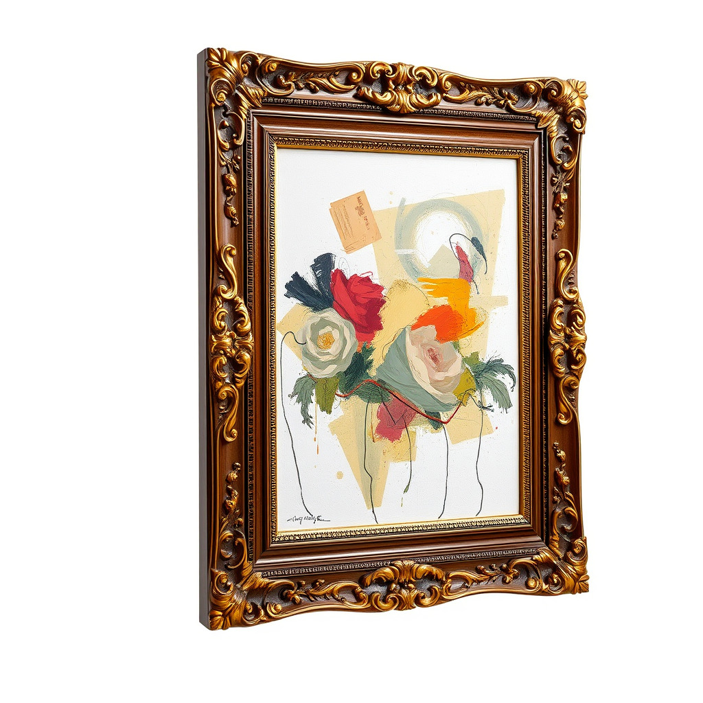 Ornate Picture Frame with Modern Art model pack Low-poly 3D model_4