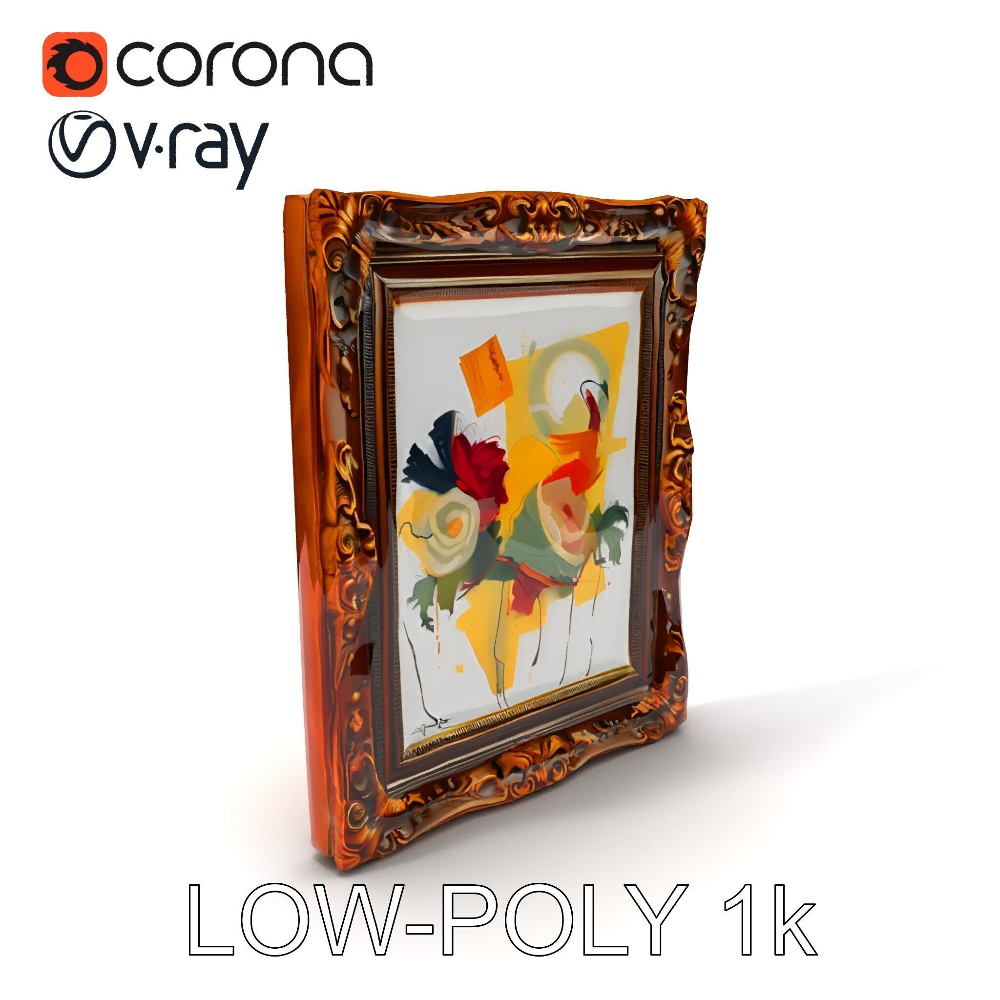 Ornate Picture Frame with Modern Art model pack Low-poly 3D model_19