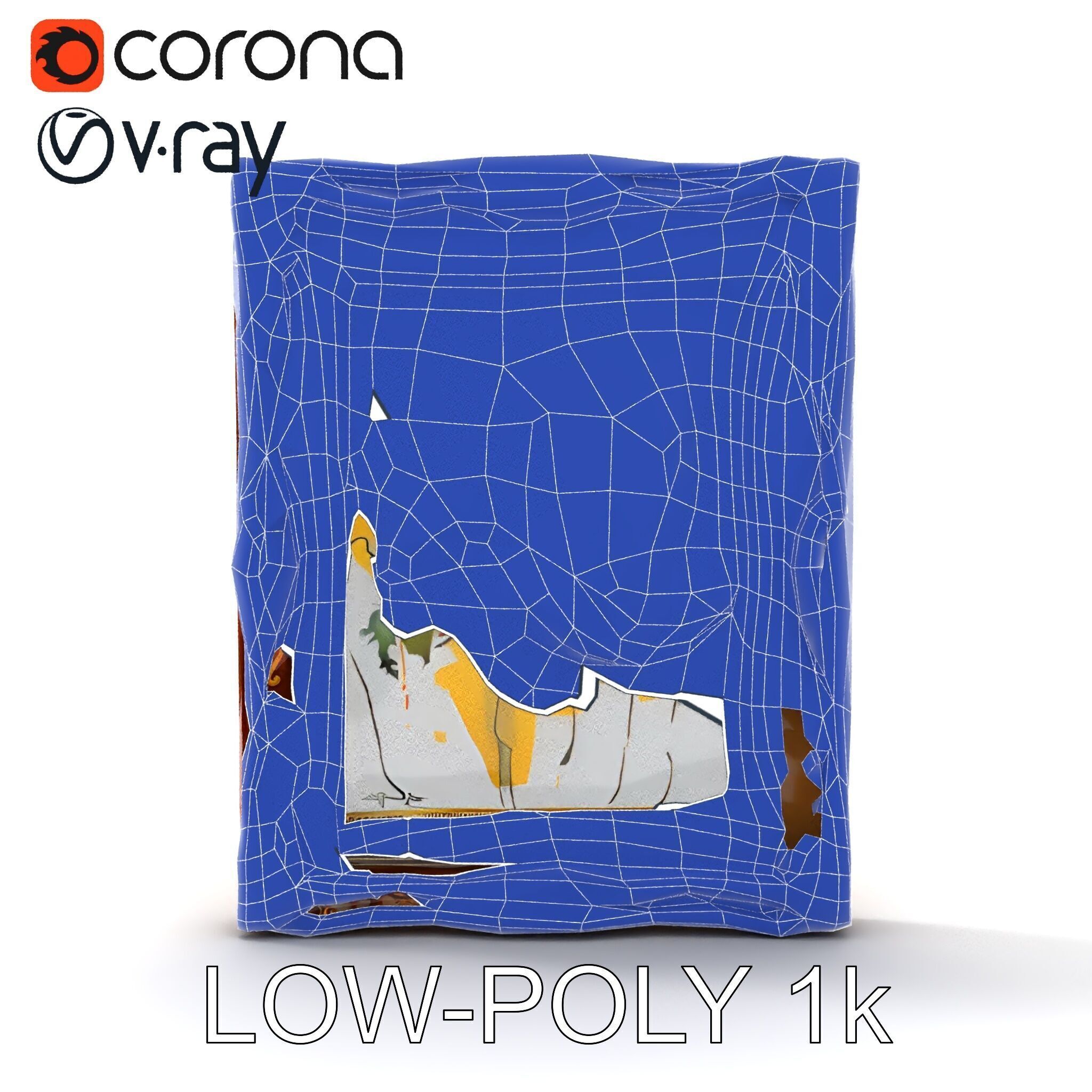 Ornate Picture Frame with Modern Art model pack Low-poly 3D model_24