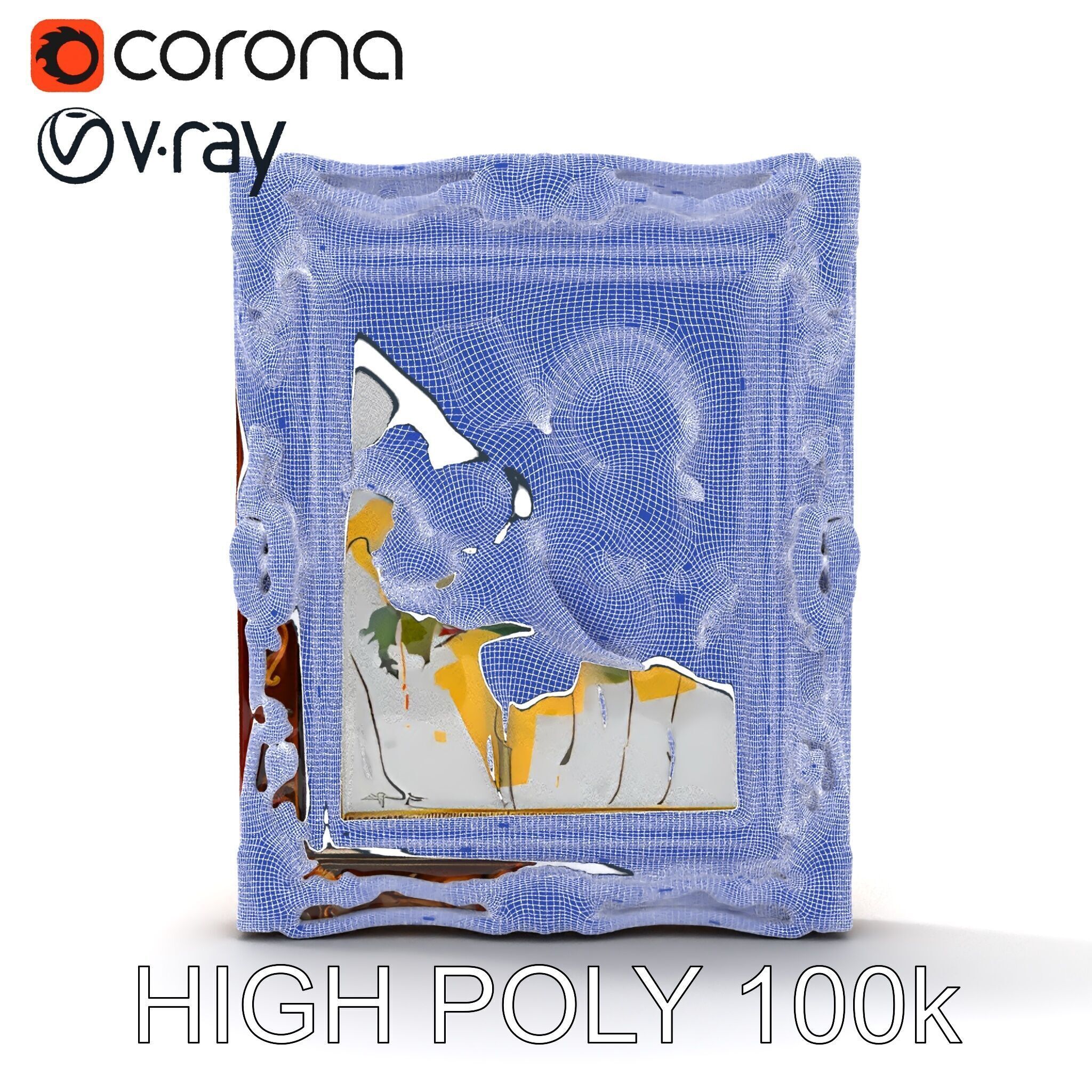 Ornate Picture Frame with Modern Art model pack Low-poly 3D model_11