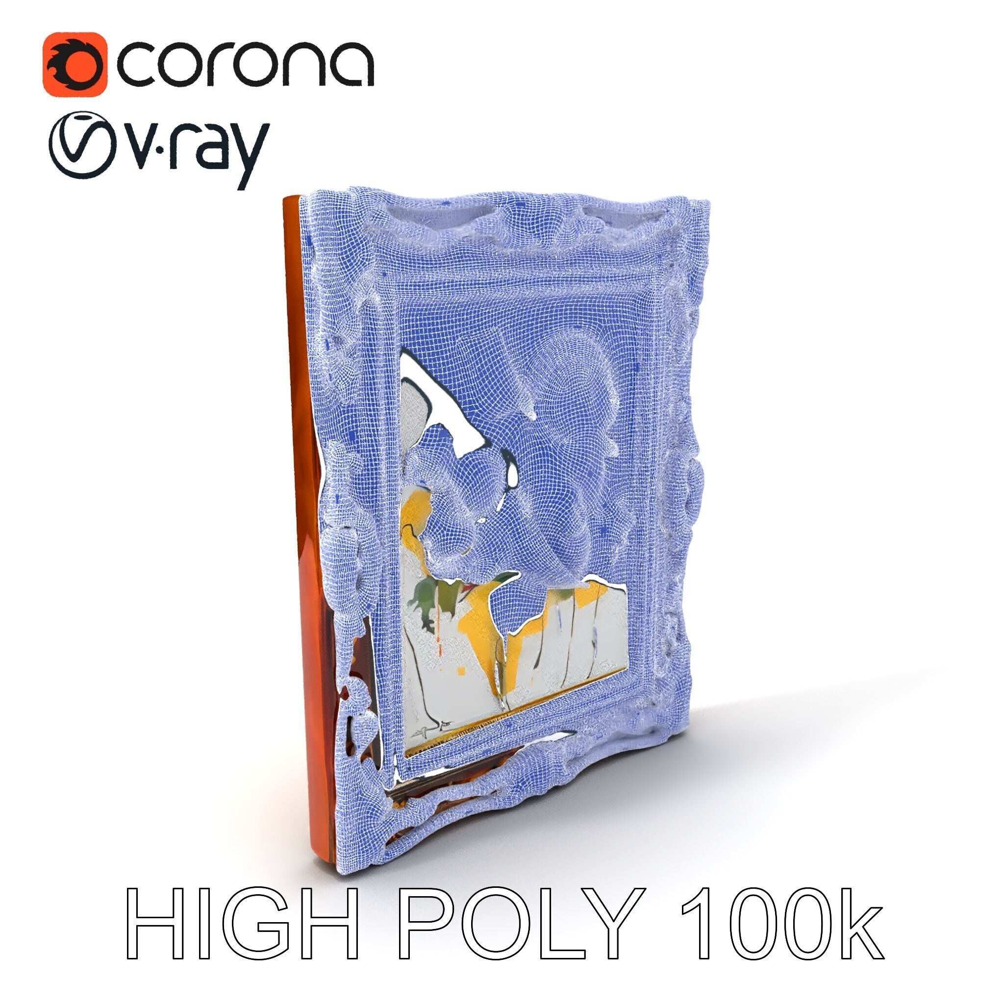 Ornate Picture Frame with Modern Art model pack Low-poly 3D model_3