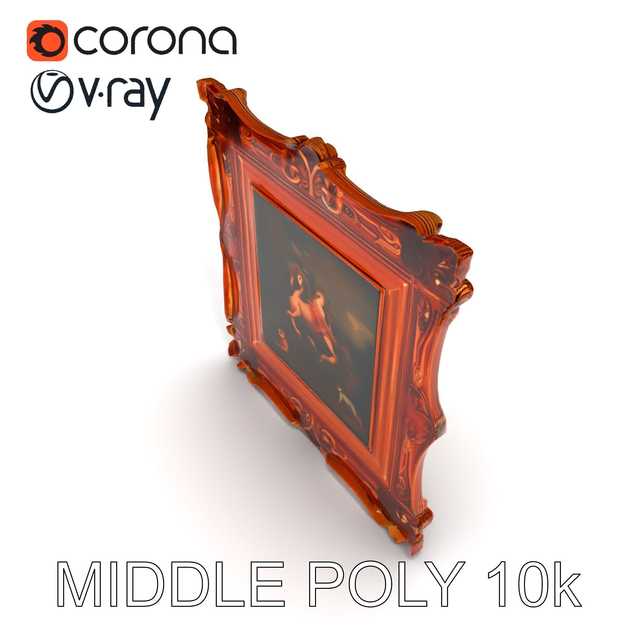 Baroque Ornate Picture Frame Model Pack Low-poly 3D model_14