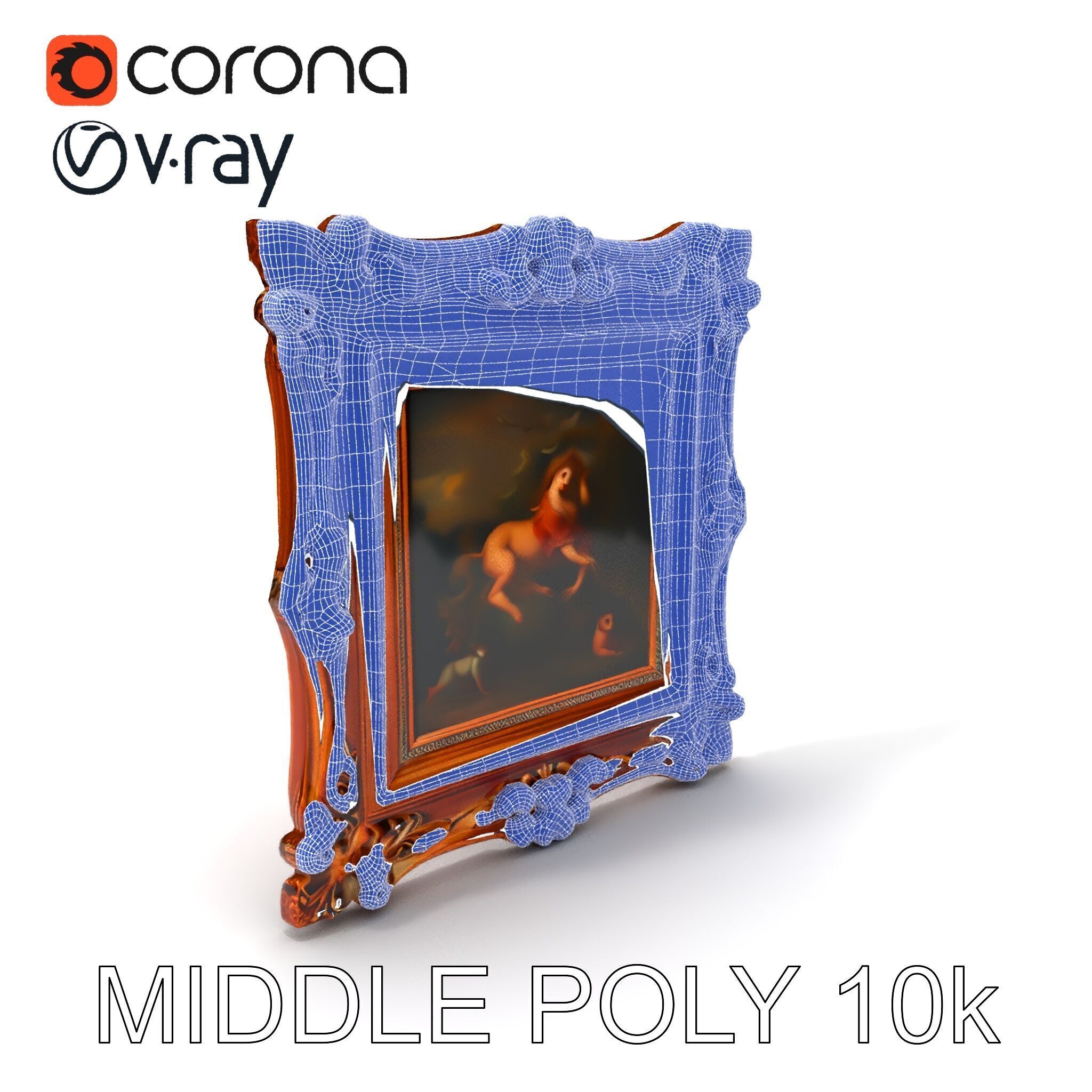 Baroque Ornate Picture Frame Model Pack Low-poly 3D model_6