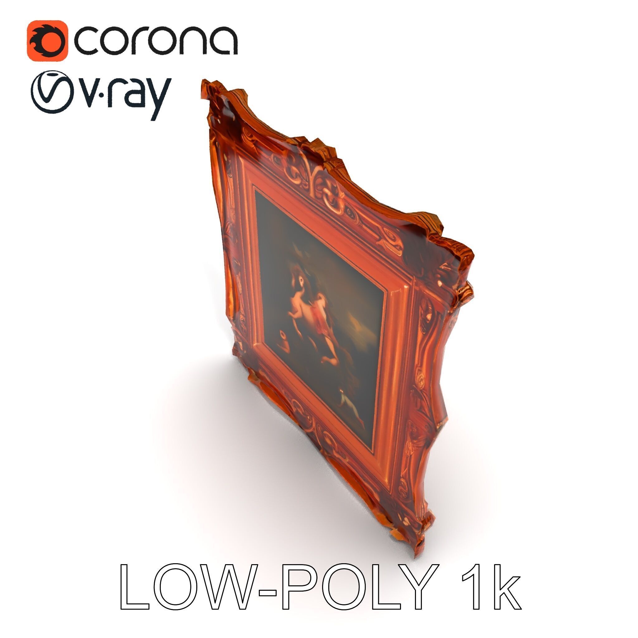 Baroque Ornate Picture Frame Model Pack Low-poly 3D model_17