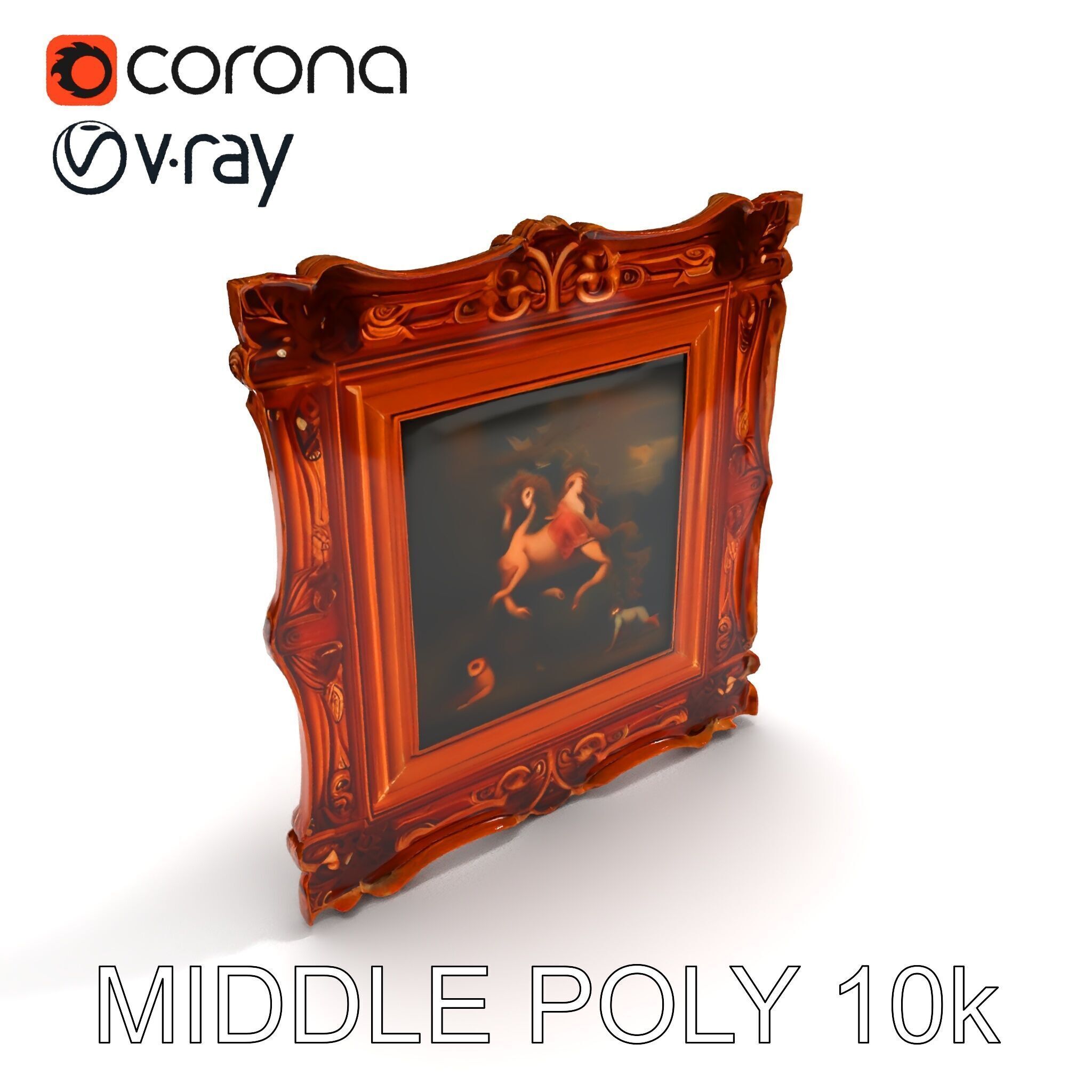Baroque Ornate Picture Frame Model Pack Low-poly 3D model_11
