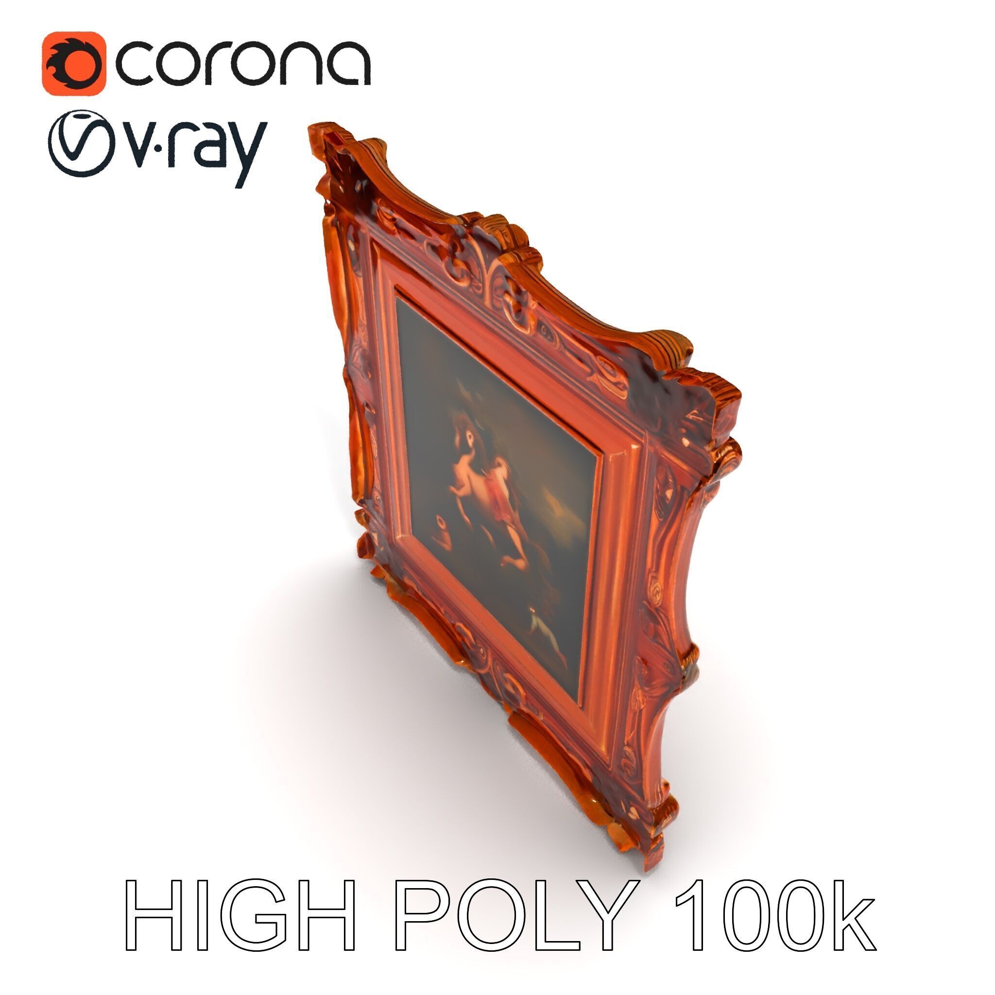 Baroque Ornate Picture Frame Model Pack Low-poly 3D model_13