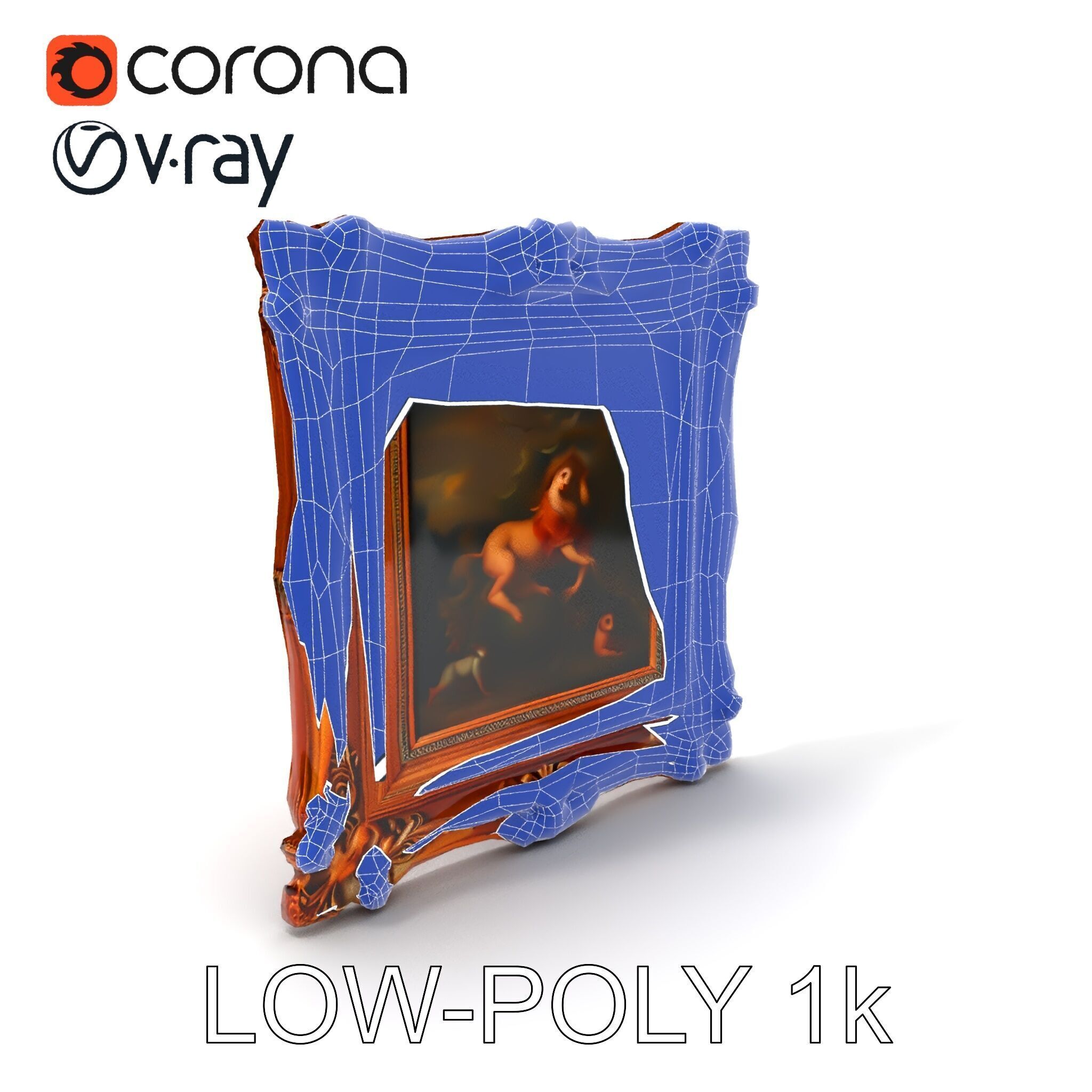 Baroque Ornate Picture Frame Model Pack Low-poly 3D model_20