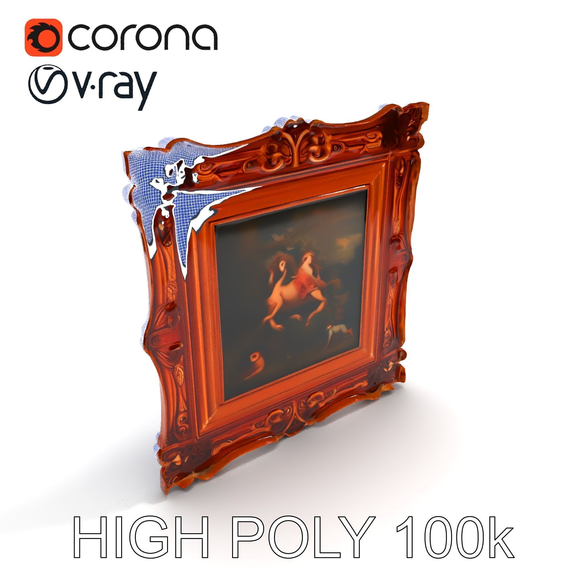 Baroque Ornate Picture Frame Model Pack Low-poly 3D model_34