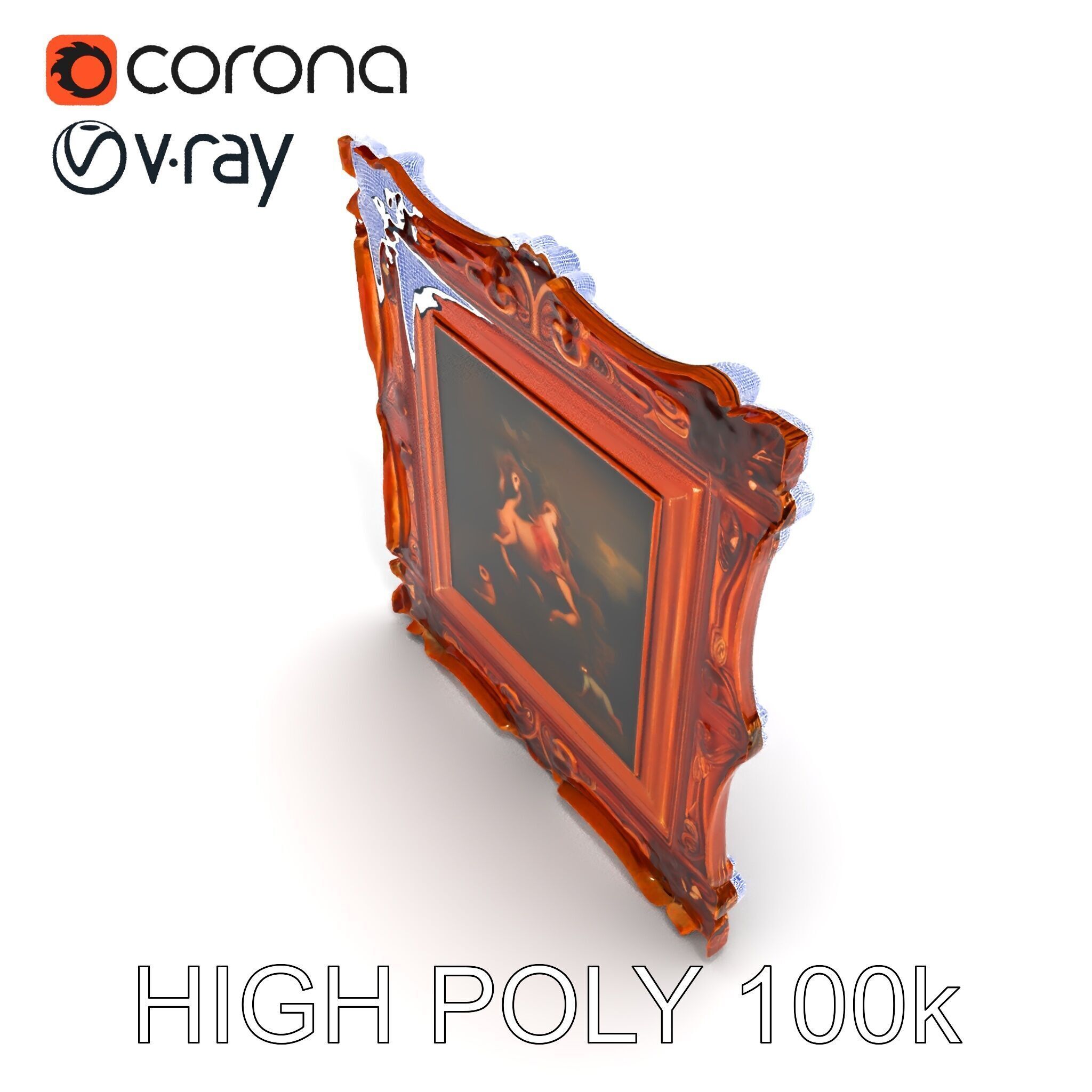 Baroque Ornate Picture Frame Model Pack Low-poly 3D model_10