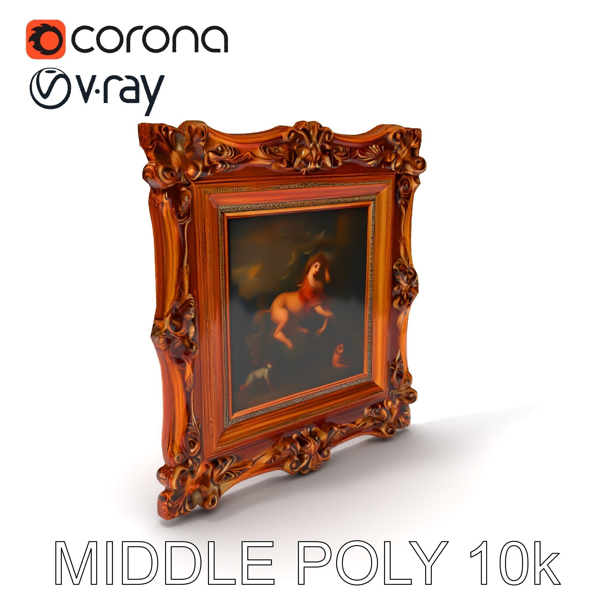 Baroque Ornate Picture Frame Model Pack Low-poly 3D model_24