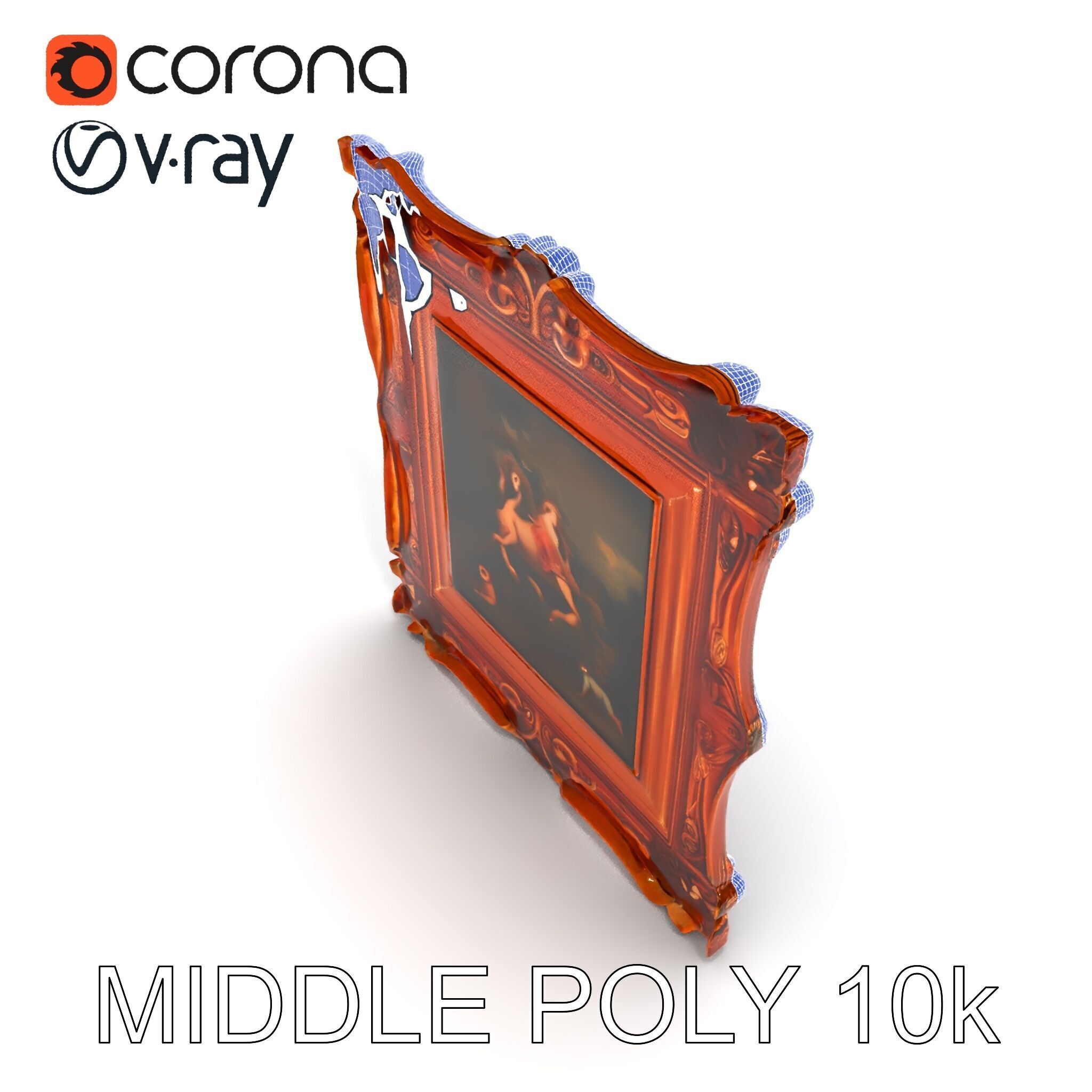 Baroque Ornate Picture Frame Model Pack Low-poly 3D model_22