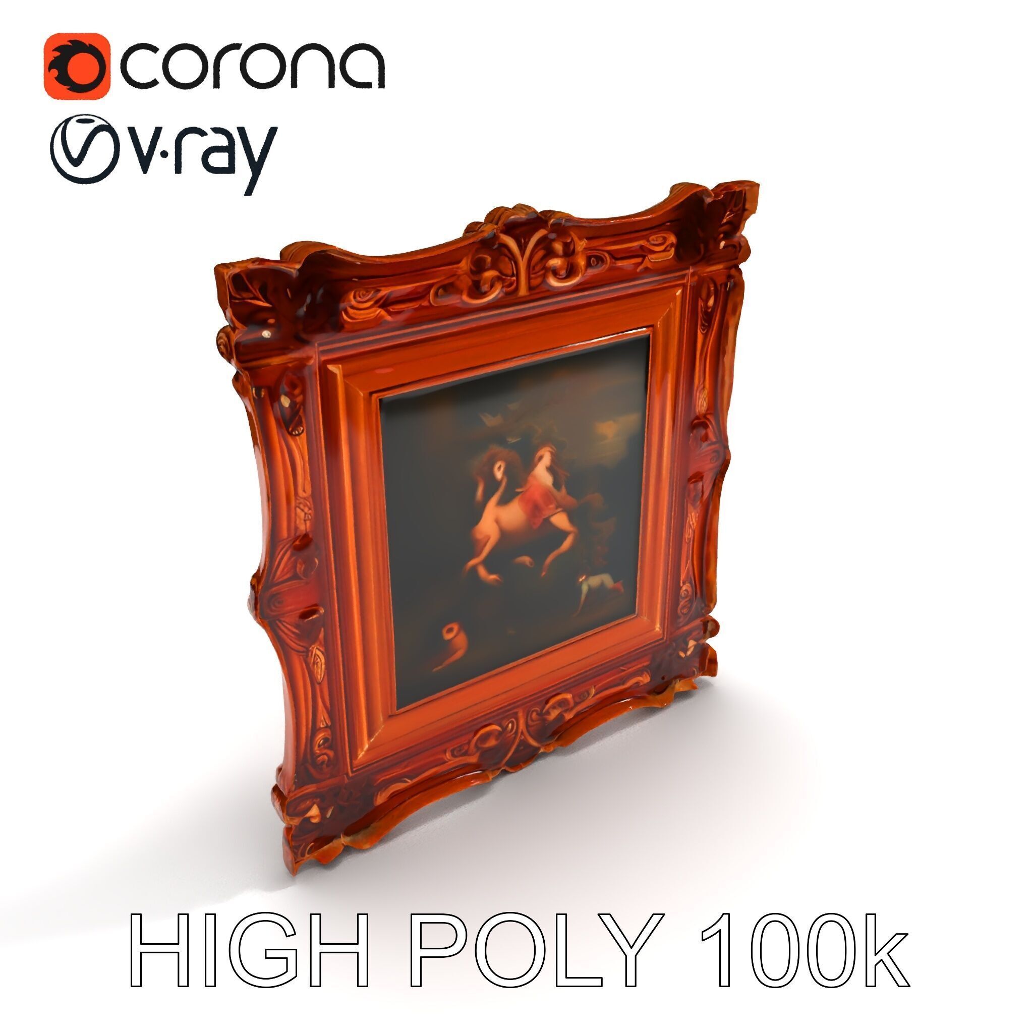 Baroque Ornate Picture Frame Model Pack Low-poly 3D model_28