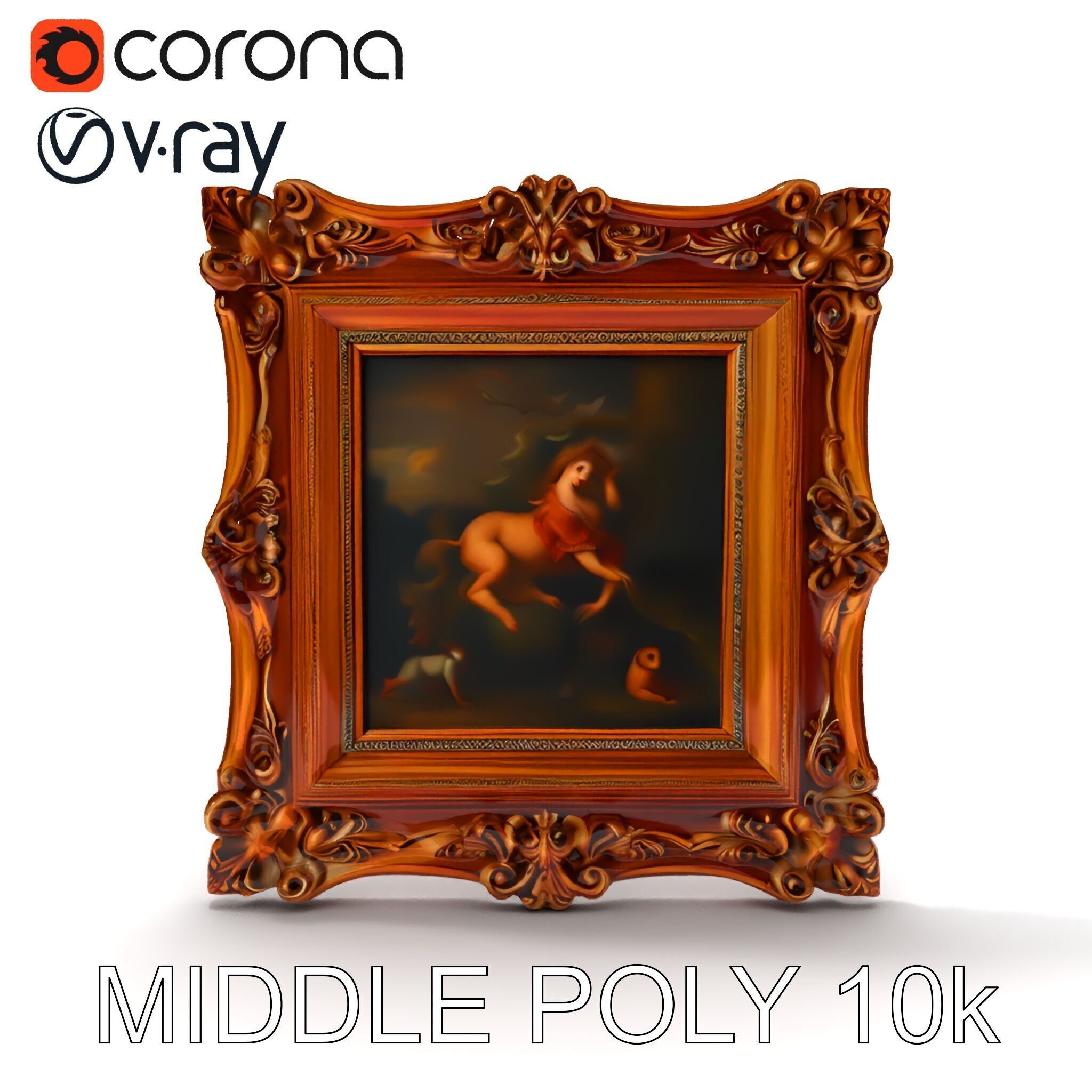 Baroque Ornate Picture Frame Model Pack Low-poly 3D model_19