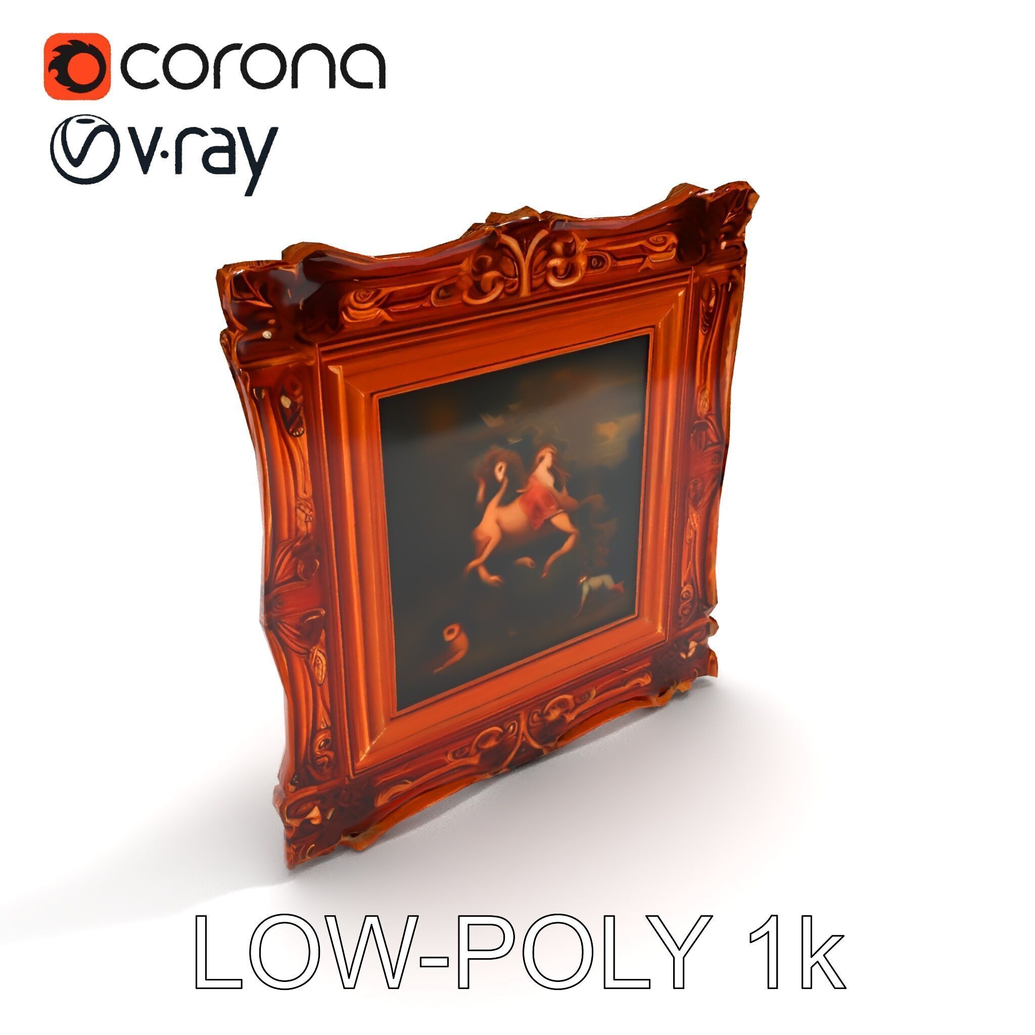 Baroque Ornate Picture Frame Model Pack Low-poly 3D model_25