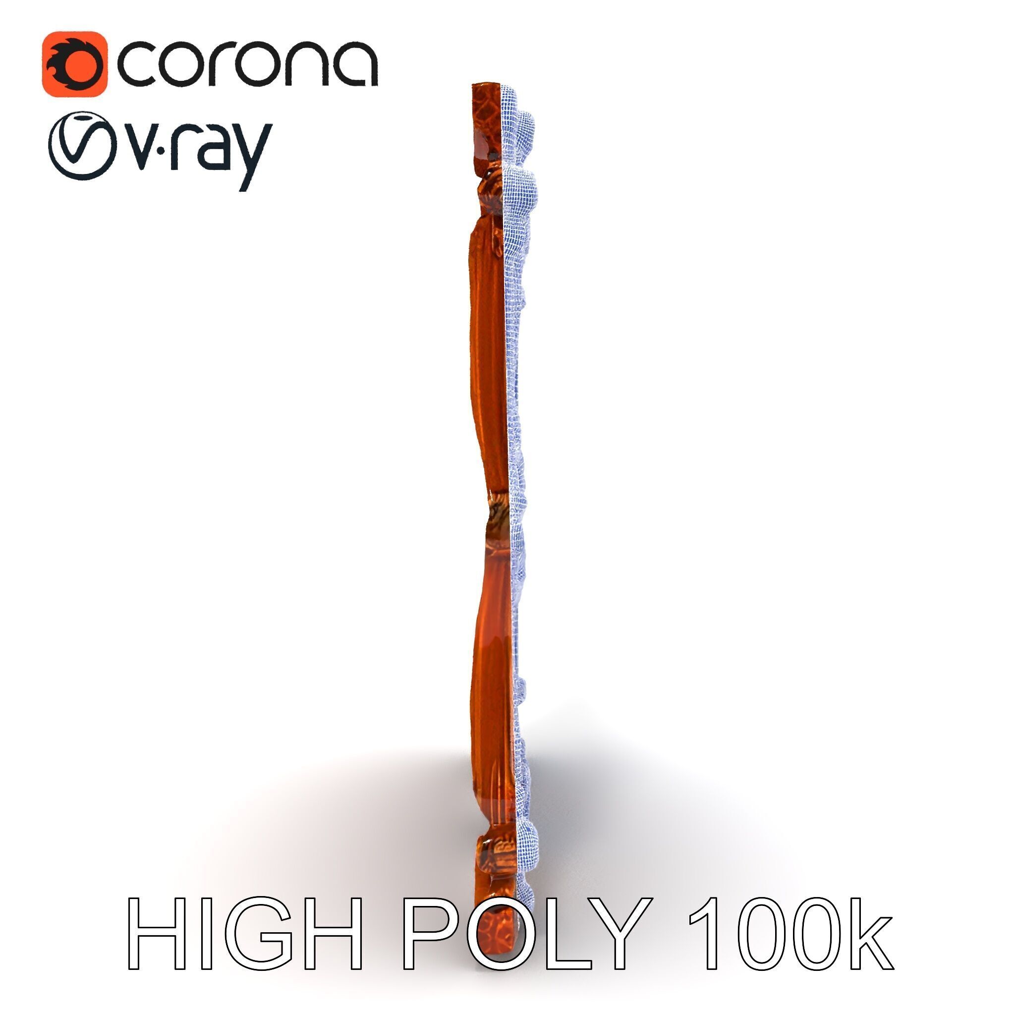 Baroque Ornate Picture Frame Model Pack Low-poly 3D model_21