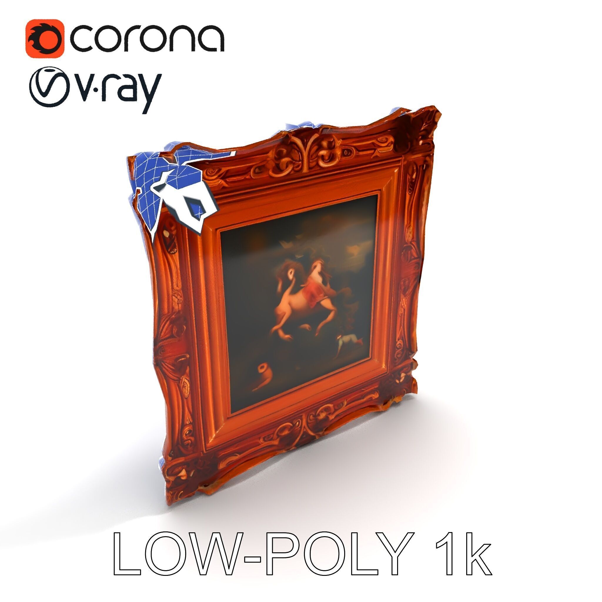 Baroque Ornate Picture Frame Model Pack Low-poly 3D model_30