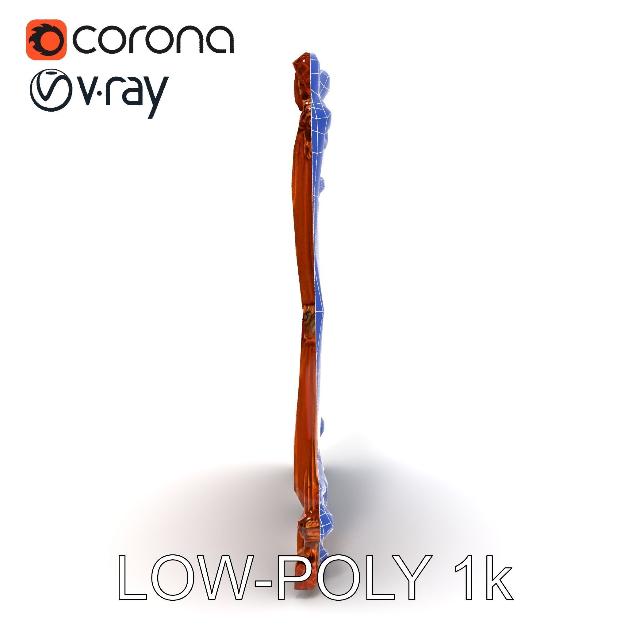 Baroque Ornate Picture Frame Model Pack Low-poly 3D model_9