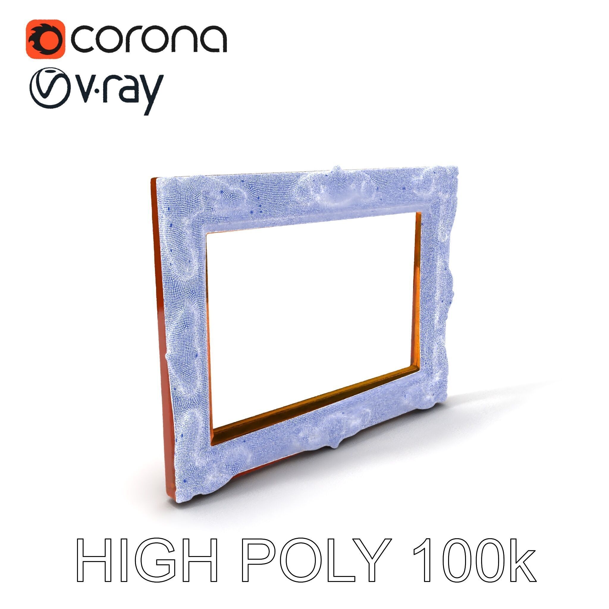 Ornate Vintage Picture Frame Model Pack Low-poly 3D model_3