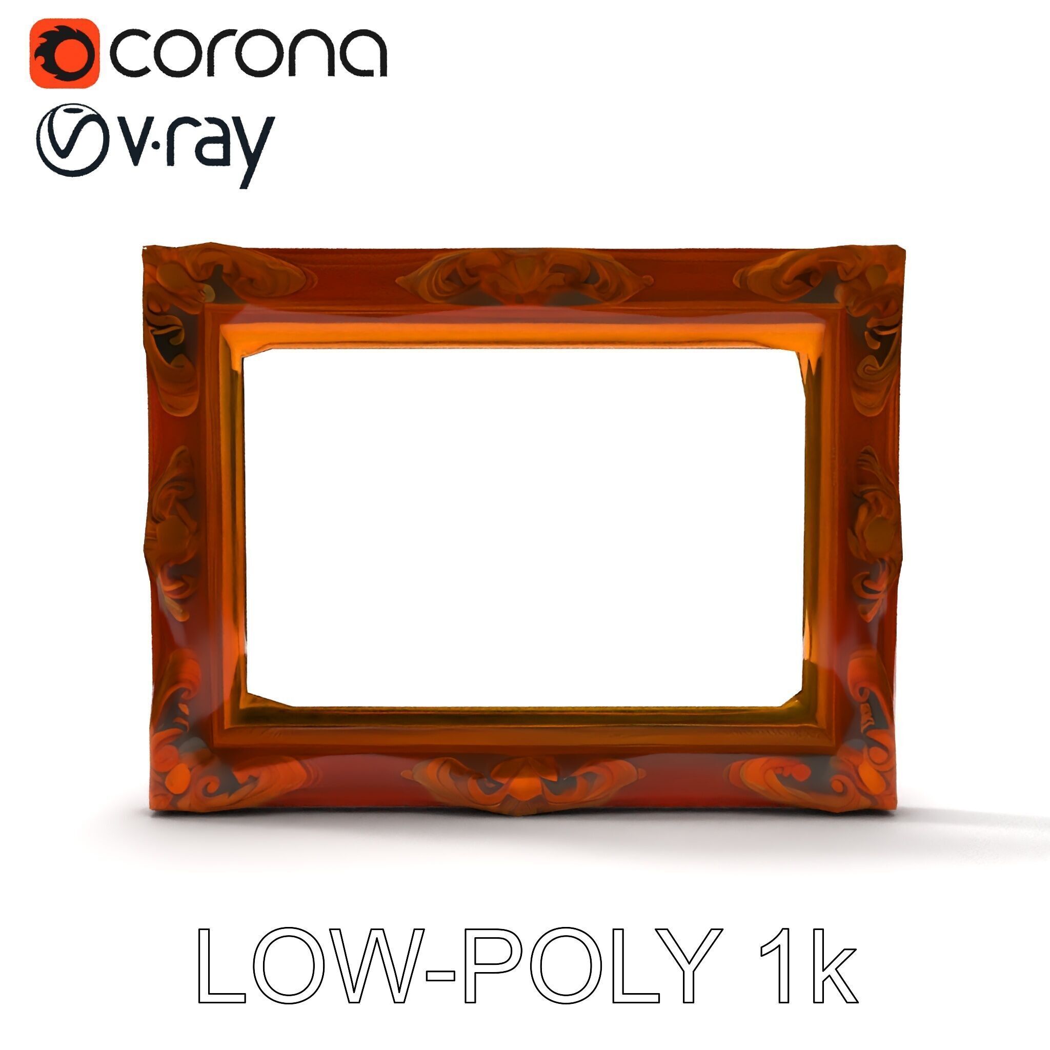 Ornate Vintage Picture Frame Model Pack Low-poly 3D model_15