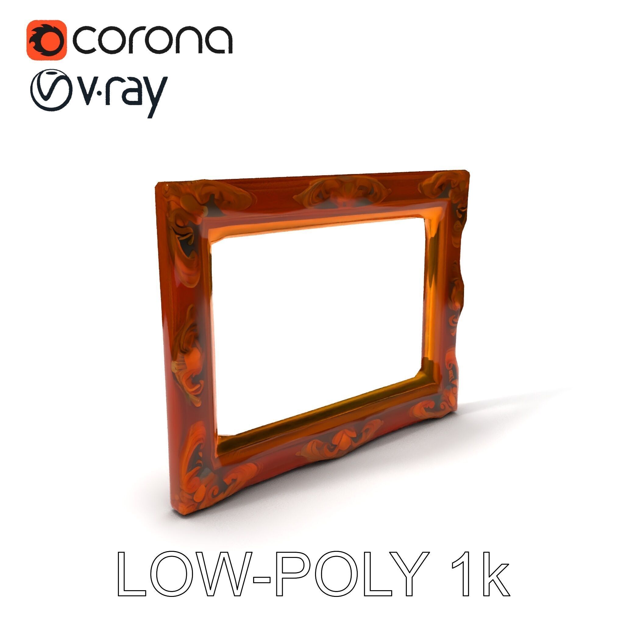 Ornate Vintage Picture Frame Model Pack Low-poly 3D model_7