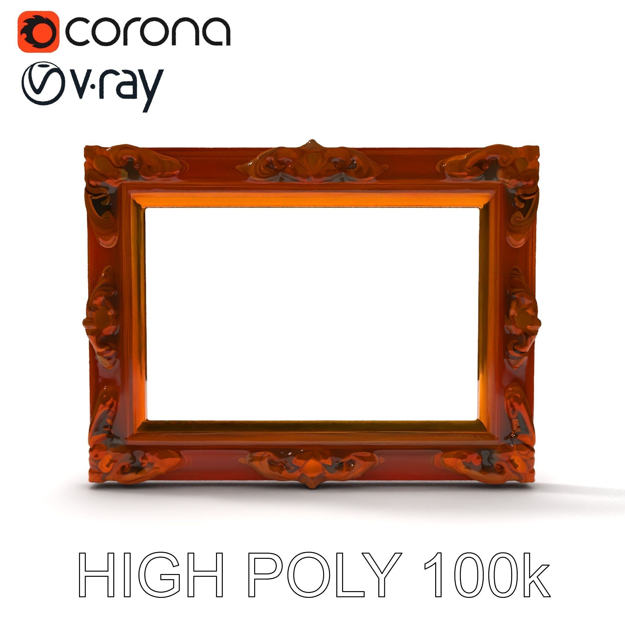 Ornate Vintage Picture Frame Model Pack Low-poly 3D model_30