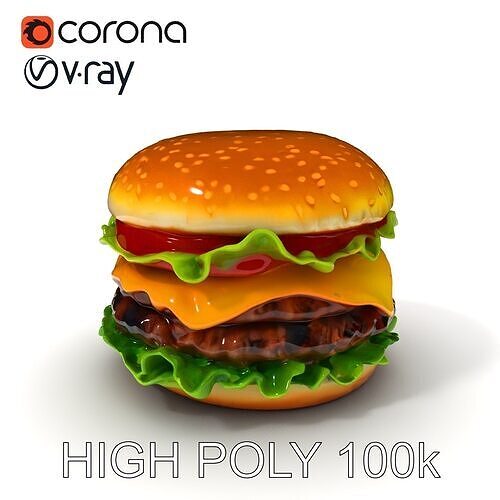 Delicious Burger D Model Pack with Realistic Textures Low-poly 3D model
