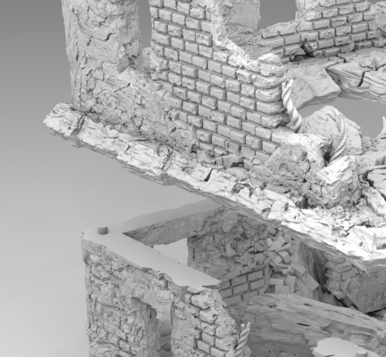 Ruins of a destroyed building 3D print model_14