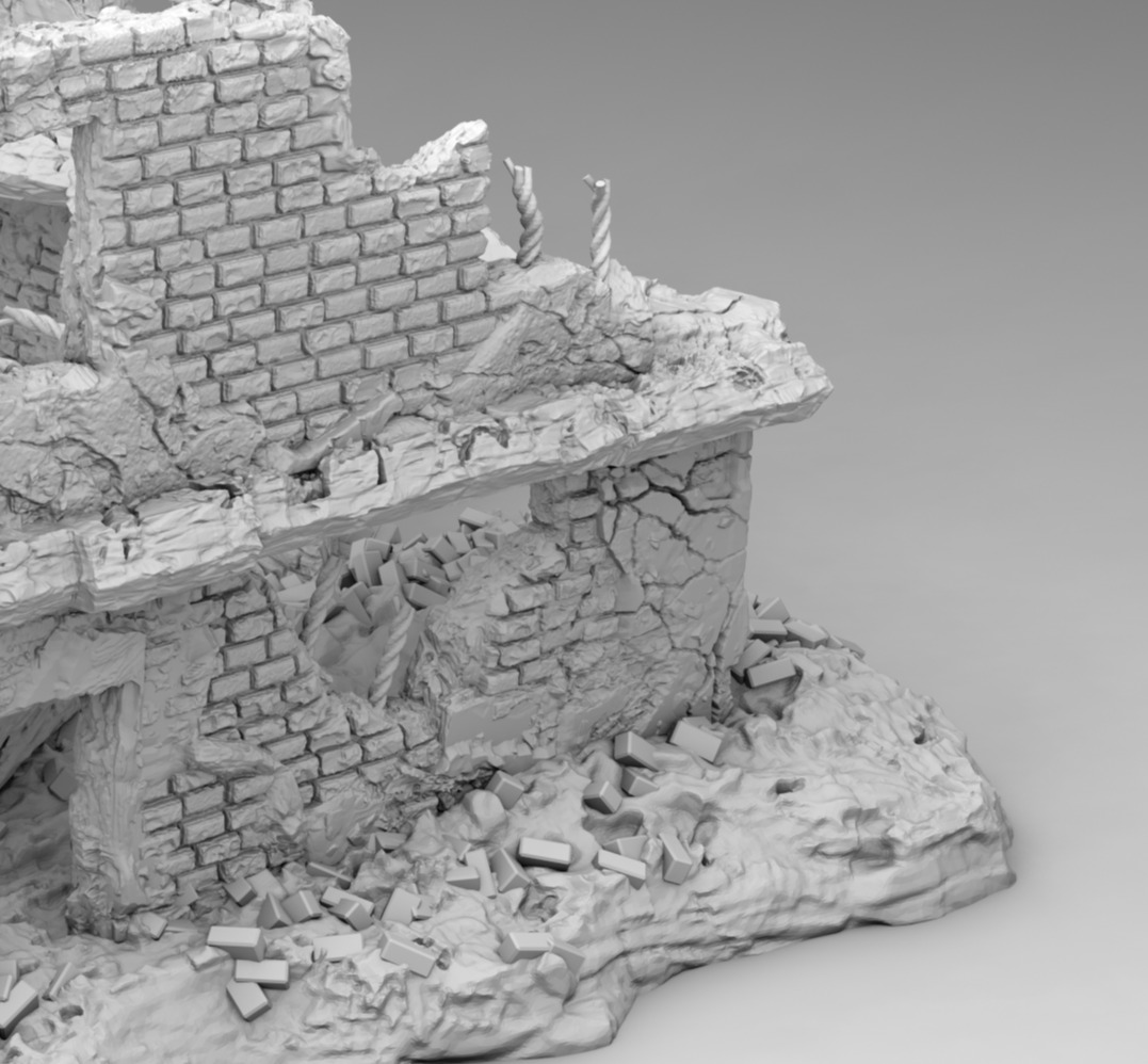 Ruins of a destroyed building 3D print model_10