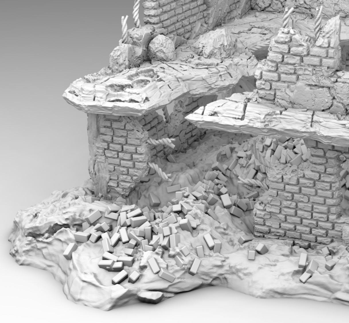 Ruins of a destroyed building 3D print model_5