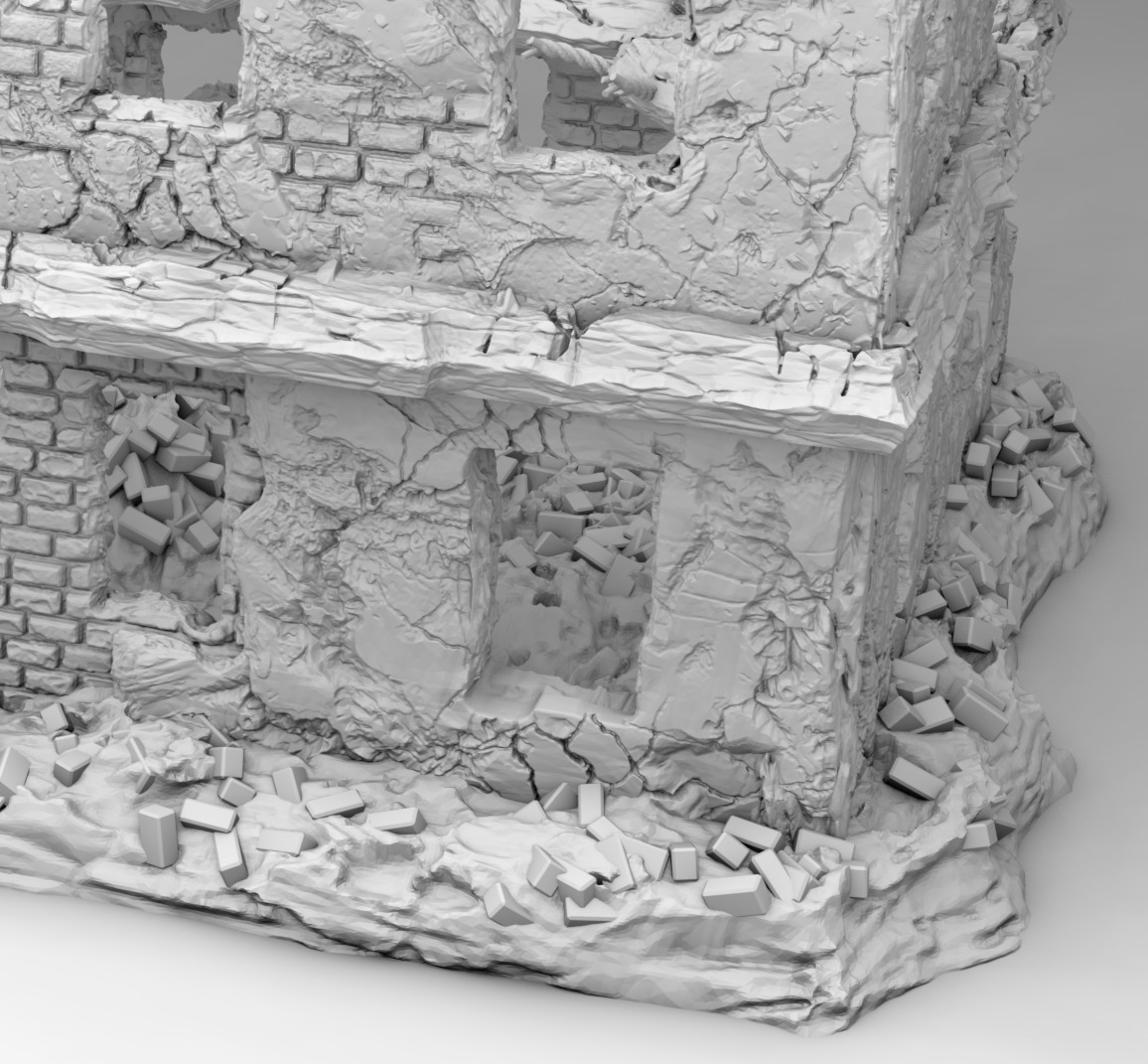 Ruins of a destroyed building 3D print model_6