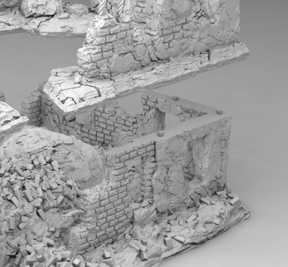 Ruins of a destroyed building 3D print model_12