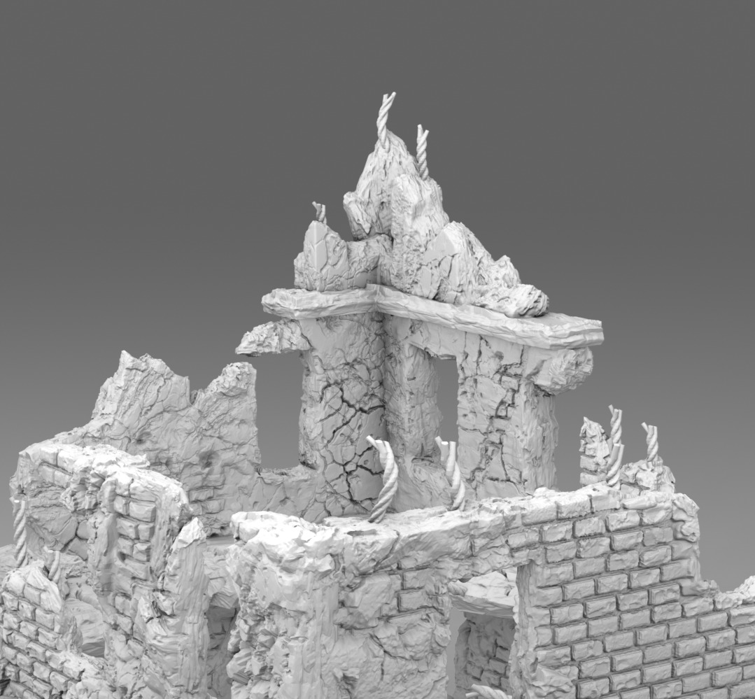 Ruins of a destroyed building 3D print model_7