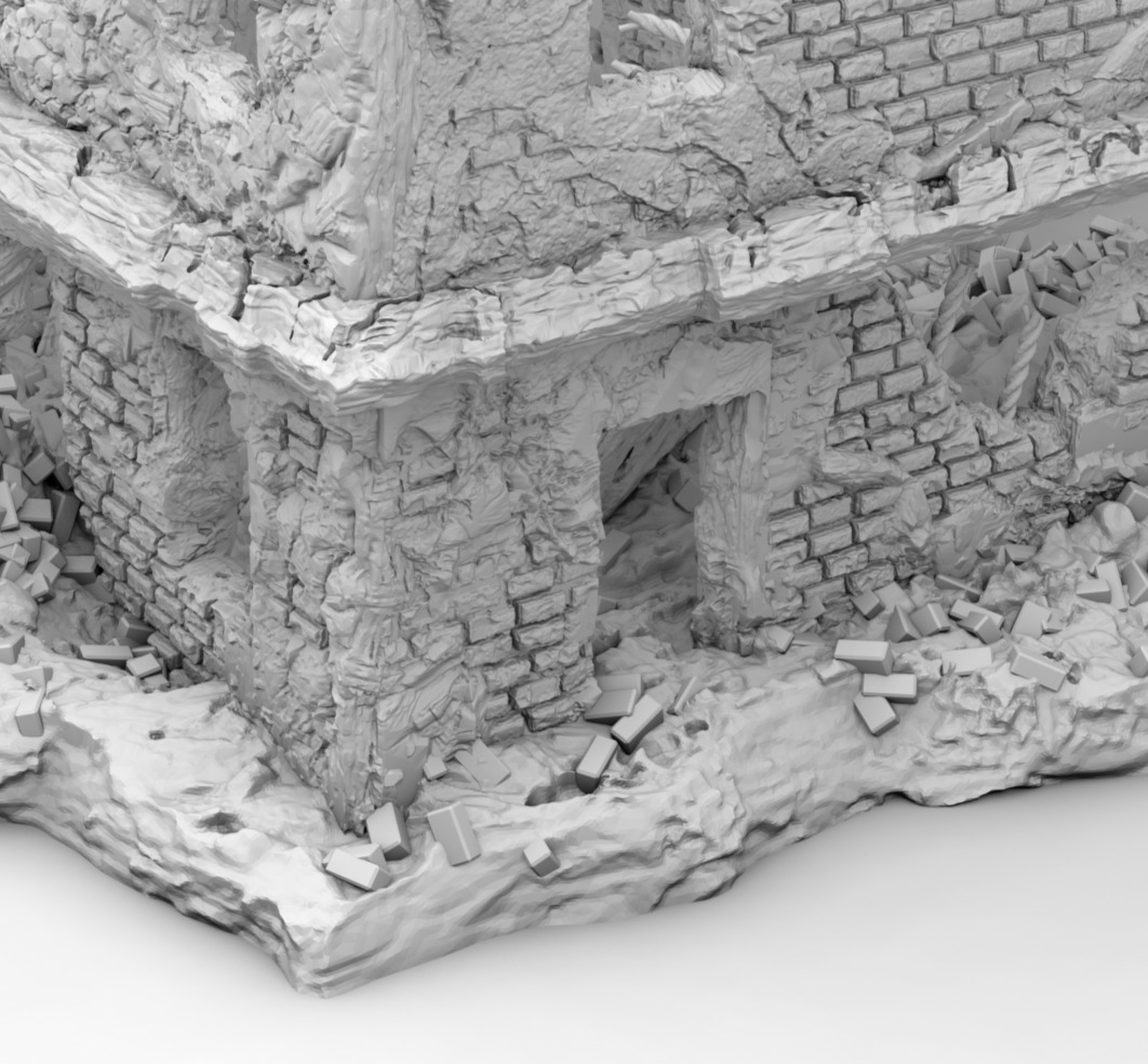 Ruins of a destroyed building 3D print model_9
