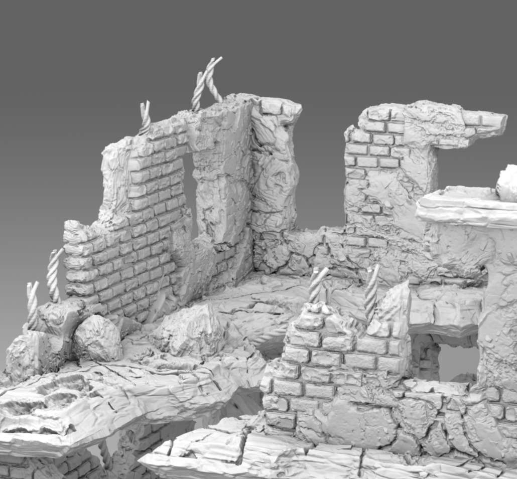 Ruins of a destroyed building 3D print model_4