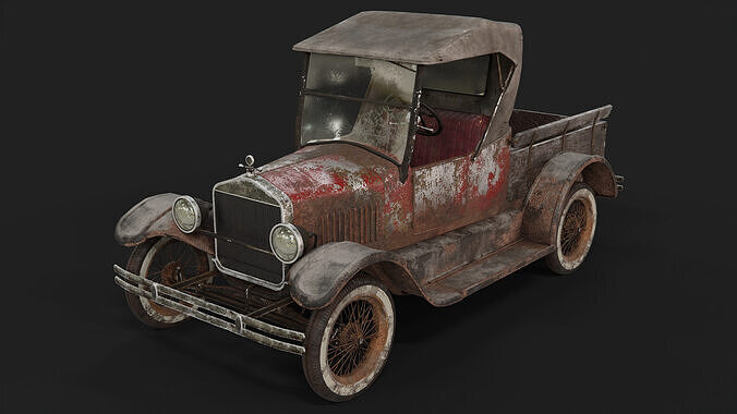 Old Rusted Vintage Pickup Truck Low-poly 3D model