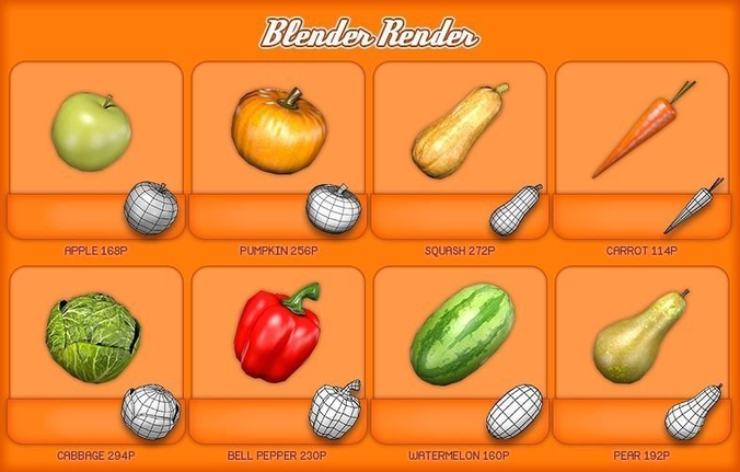 Farmers Market Gourmet Pack Low-poly 3D model 2