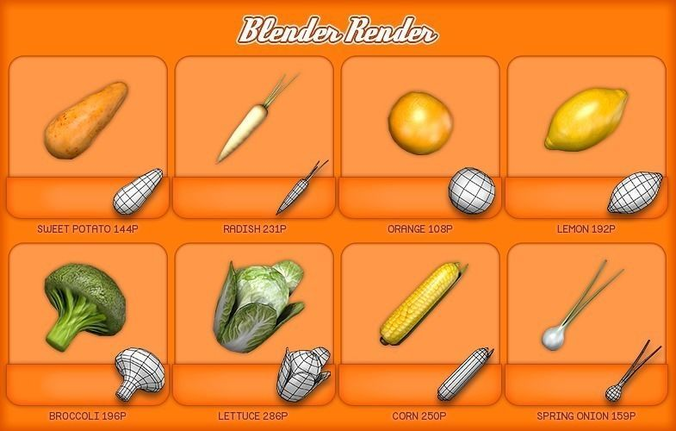 Farmers Market Gourmet Pack Low-poly 3D model 3